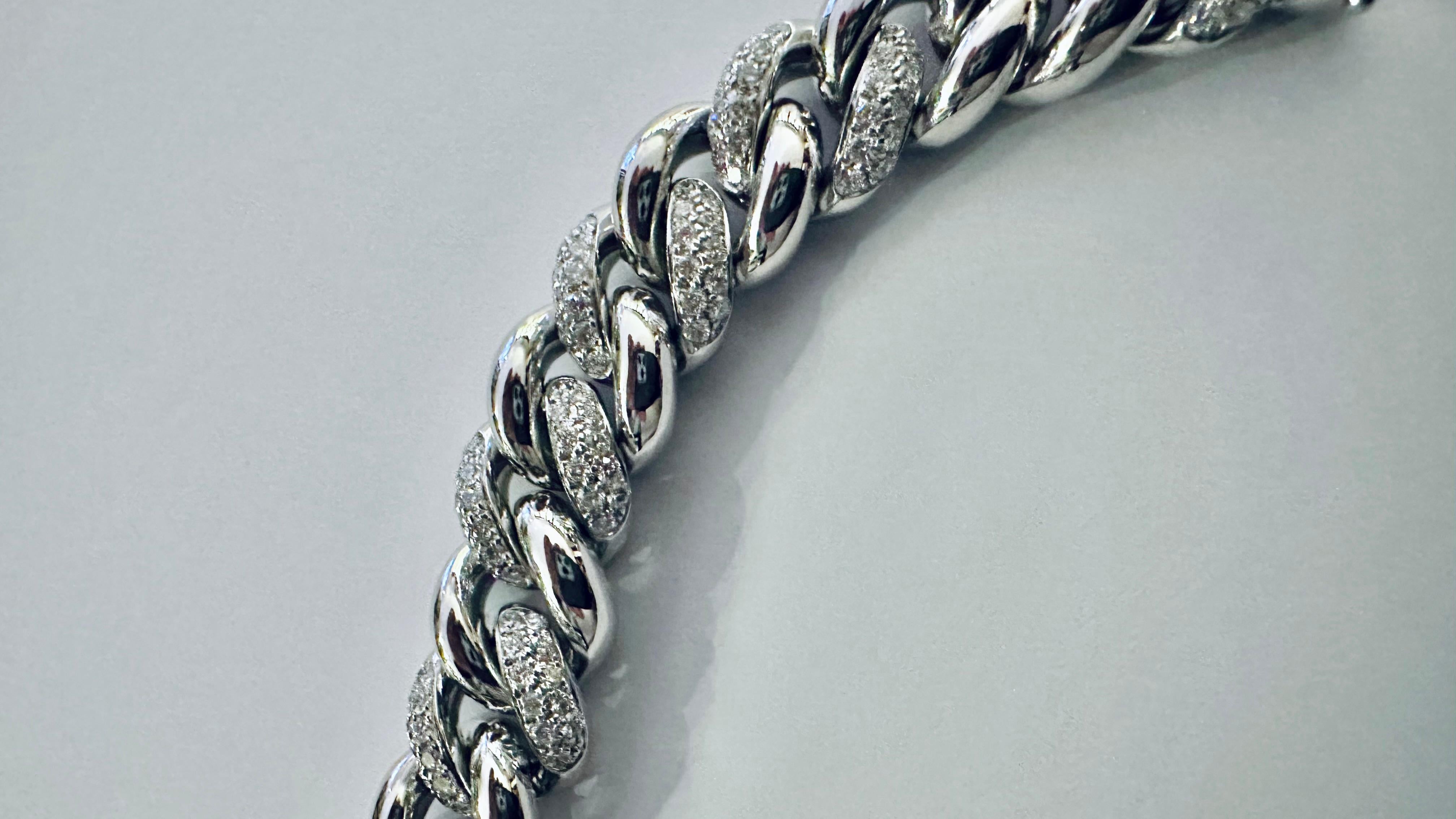 La Forza del Lusso: Kubanisches Armband aus 18kt Gold gr 56,9 und Diamanten 4,80 (Brillantschliff) im Angebot