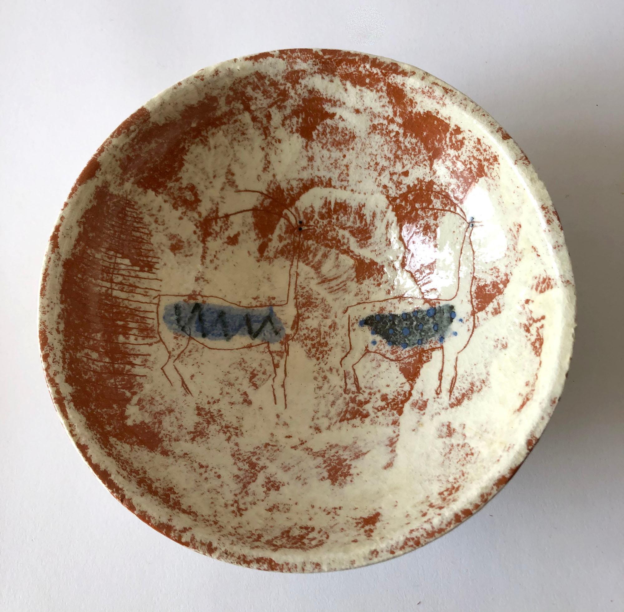 American La Gardo Tackett California Studio Ceramic Bowl with Paleolithic Design
