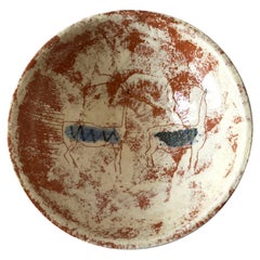 La Gardo Tackett California Studio Ceramic Bowl with Paleolithic Design