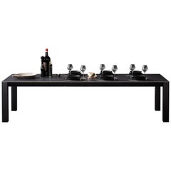 La Grande Mamma, Dining Table in Black Painted Oak with Brass Décor