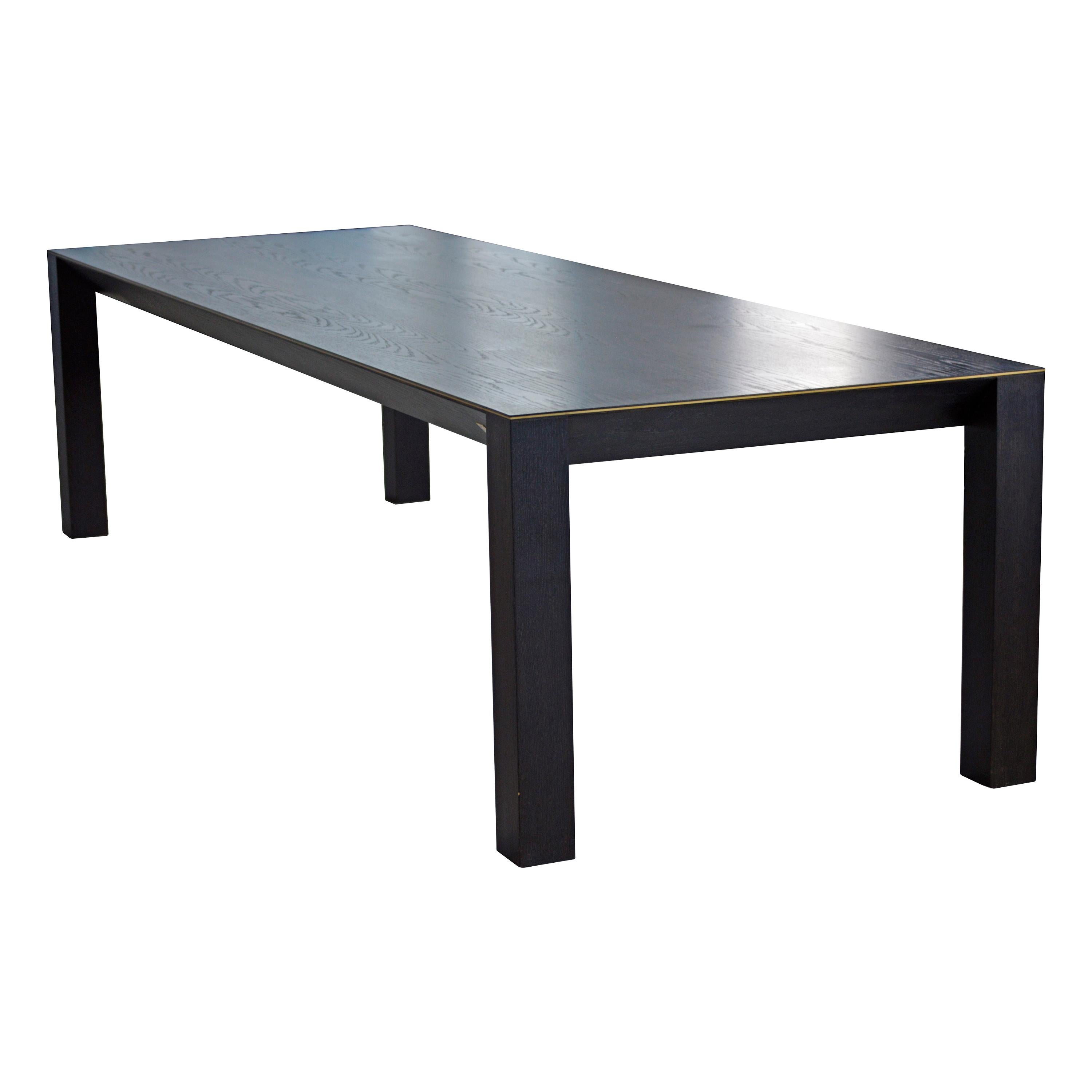 La Grande Mamma, Dining Table in Black Painted Oak with Brass Décor For Sale