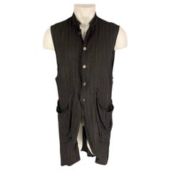 LA HAINE Size M Charcoal Stripe Linen Long Vest