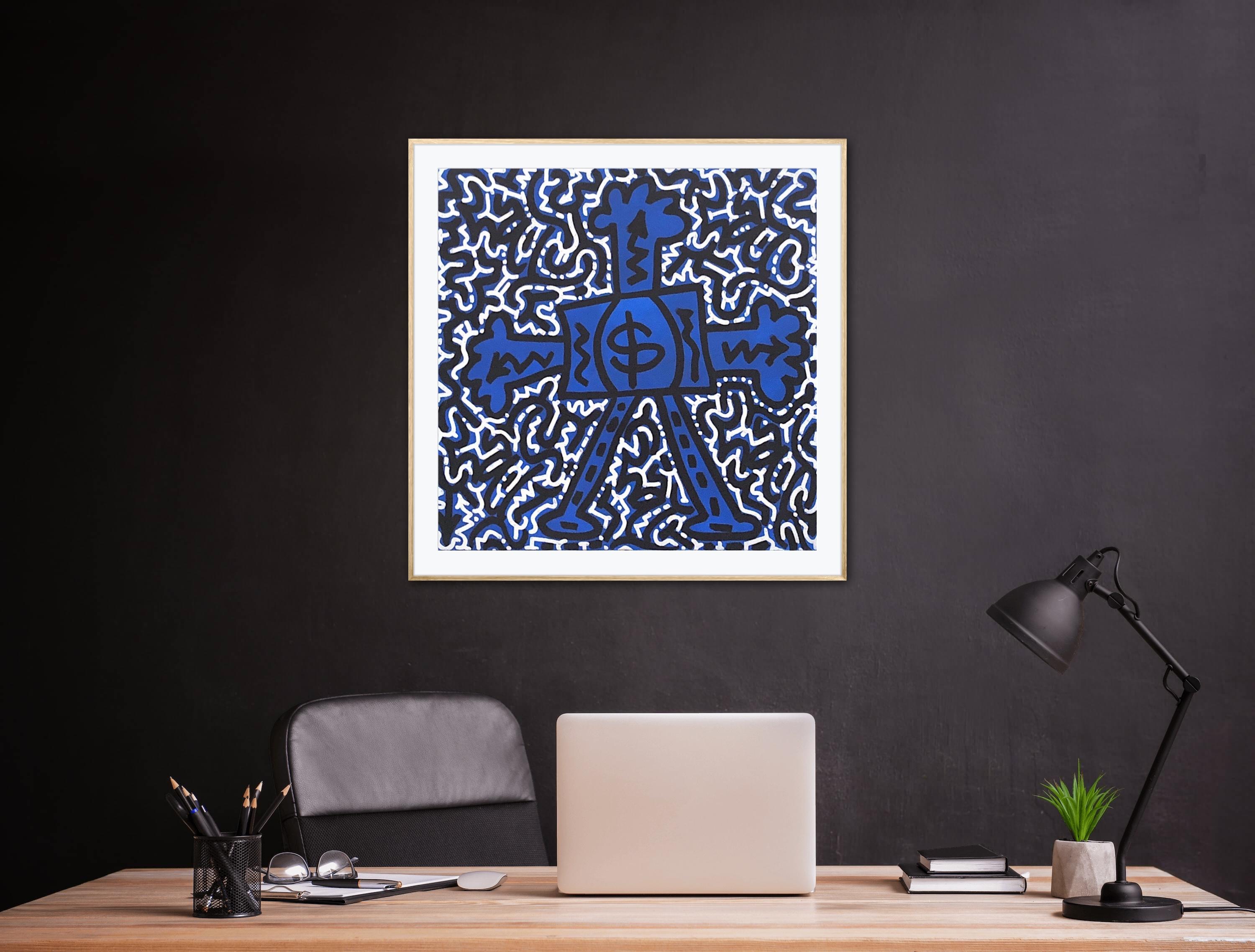 Blaue Rückseiten – Painting von LA II (Angel Ortiz)
