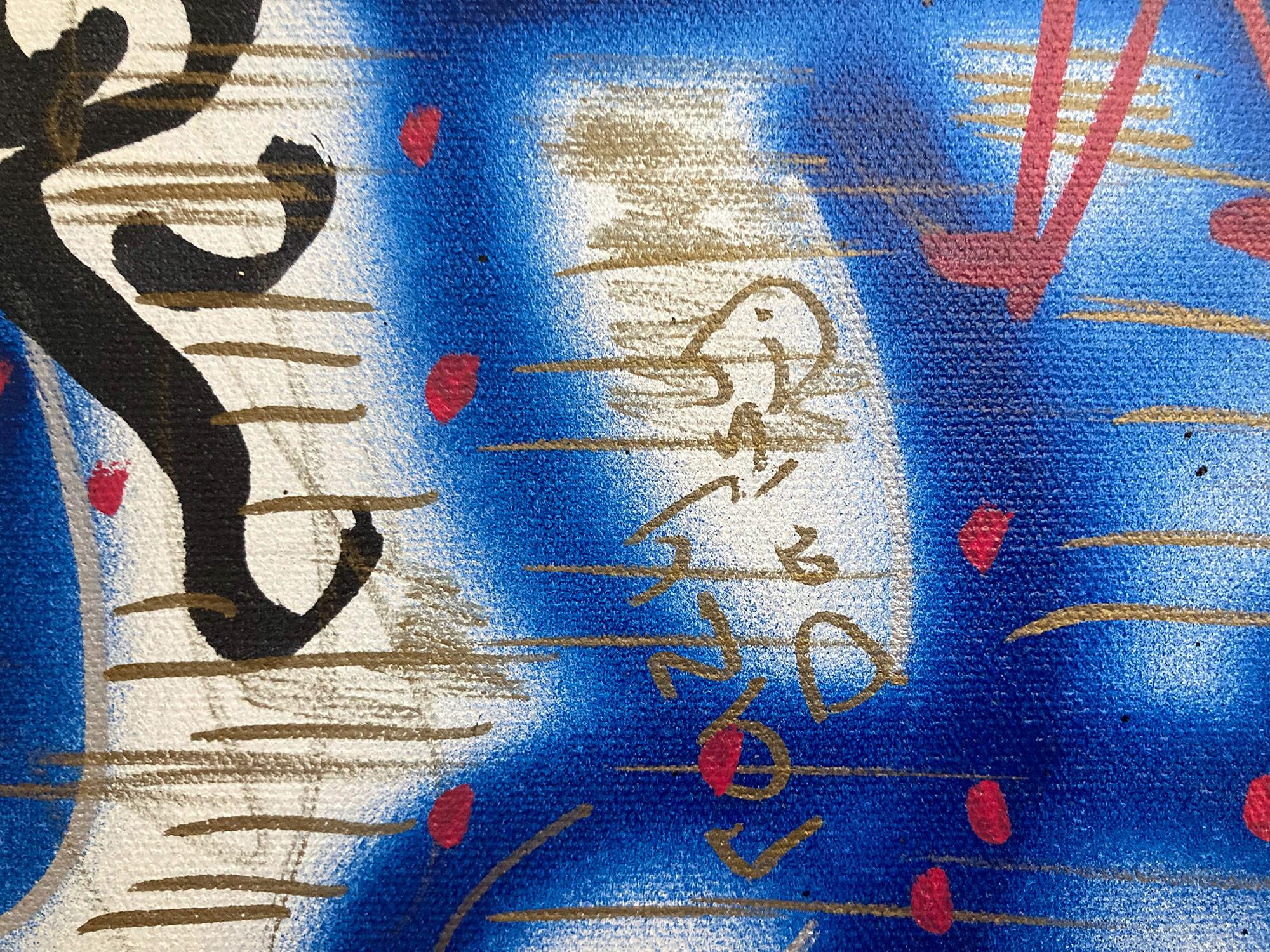 „Music Box“ Dekorierte Graffiti Street Art Acryl Sprühfarbe und Tinte auf Leinwand im Angebot 5