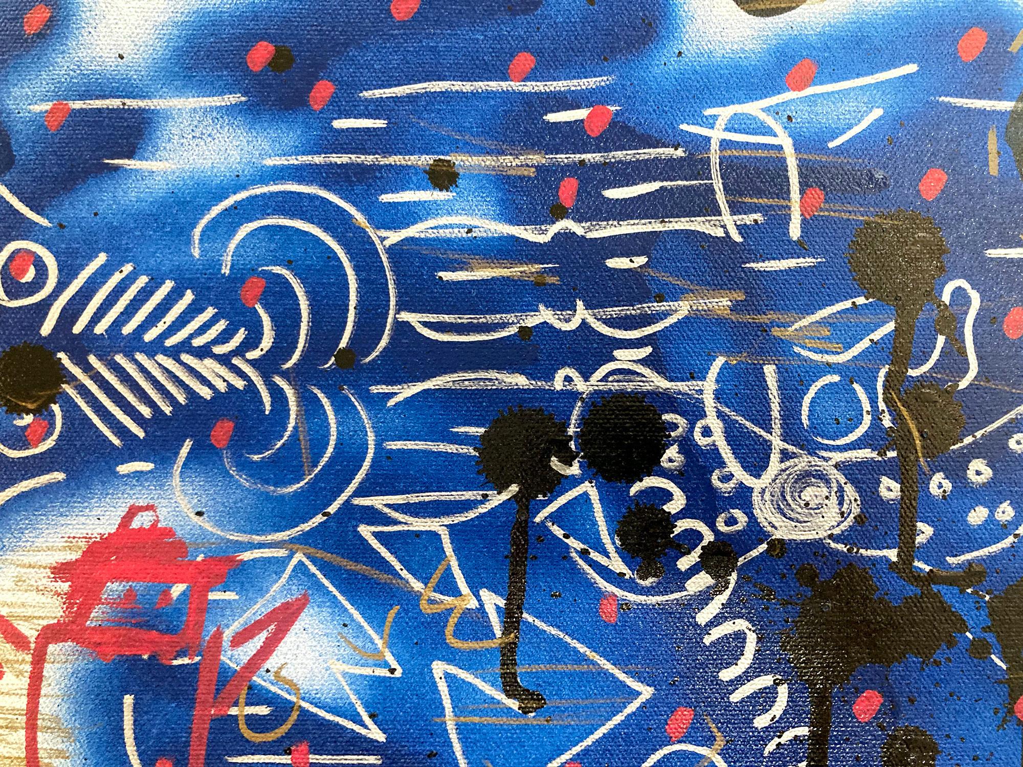 „Music Box“ Dekorierte Graffiti Street Art Acryl Sprühfarbe und Tinte auf Leinwand im Angebot 7