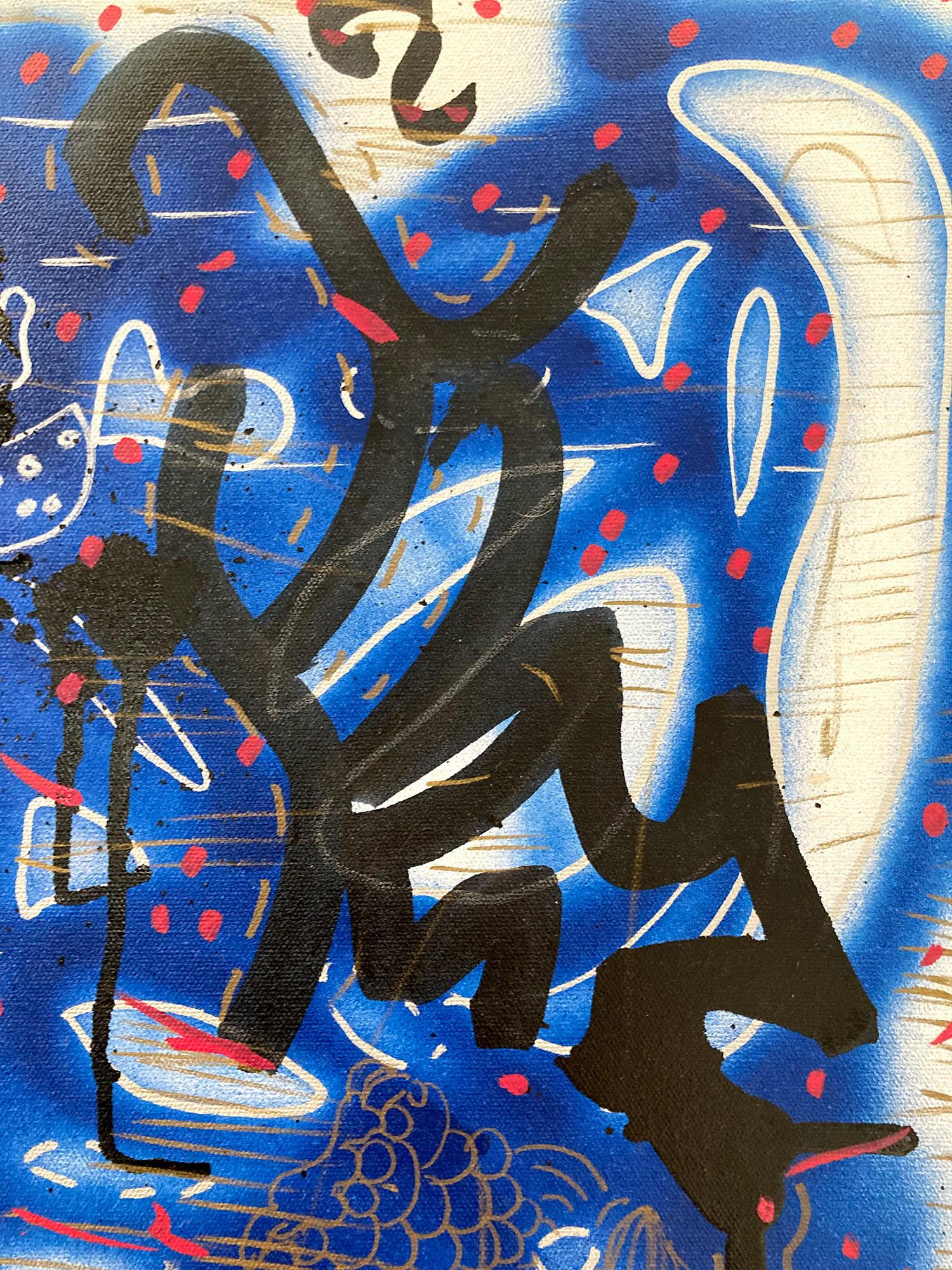 „Music Box“ Dekorierte Graffiti Street Art Acryl Sprühfarbe und Tinte auf Leinwand im Angebot 8