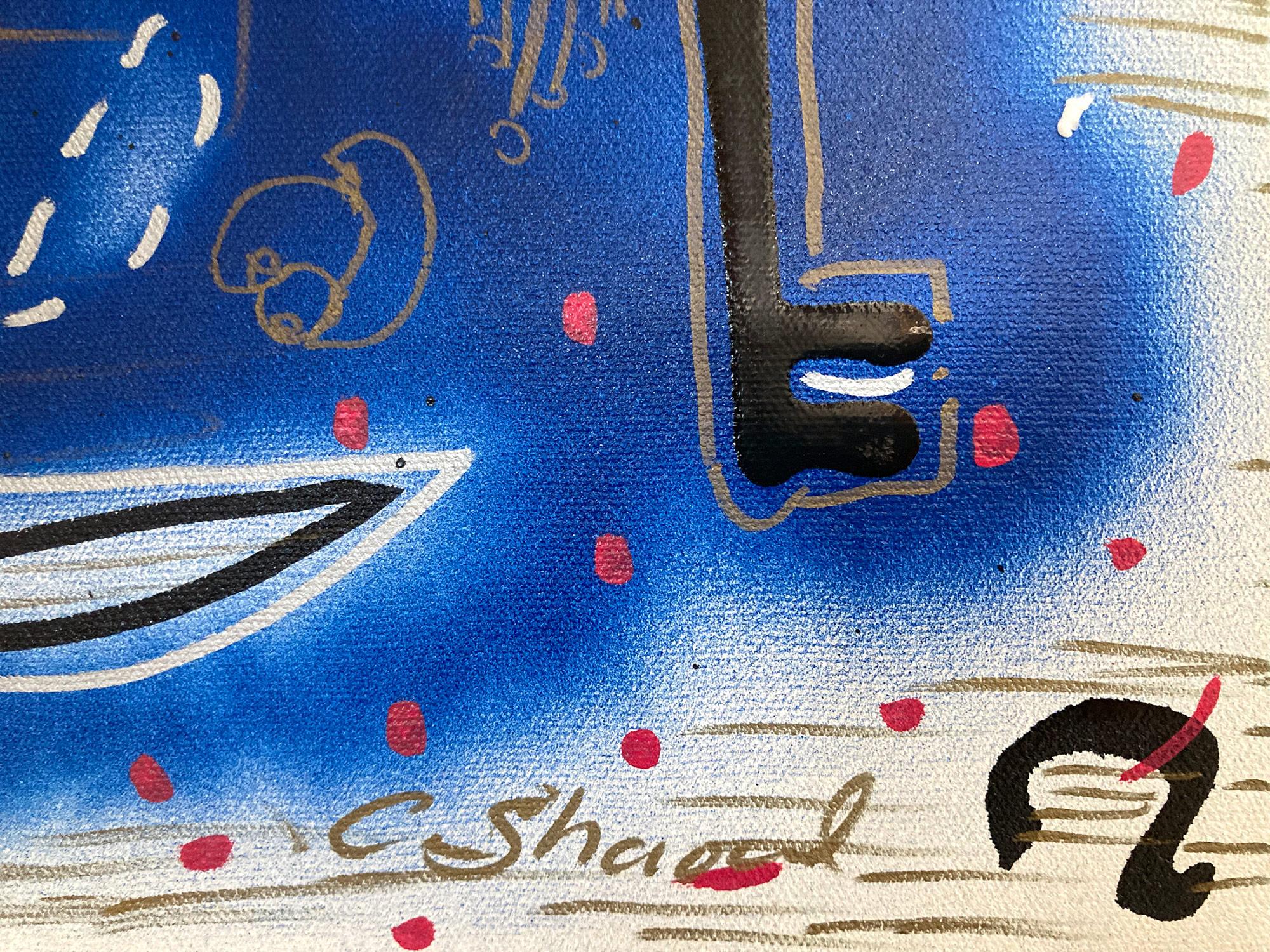 „Music Box“ Dekorierte Graffiti Street Art Acryl Sprühfarbe und Tinte auf Leinwand im Angebot 9