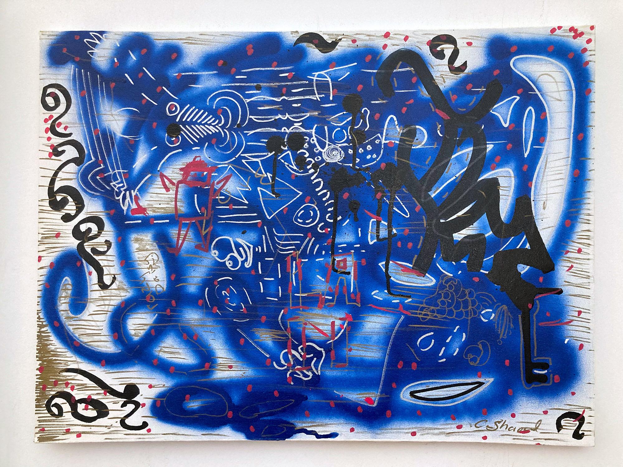 „Music Box“ Dekorierte Graffiti Street Art Acryl Sprühfarbe und Tinte auf Leinwand im Angebot 10