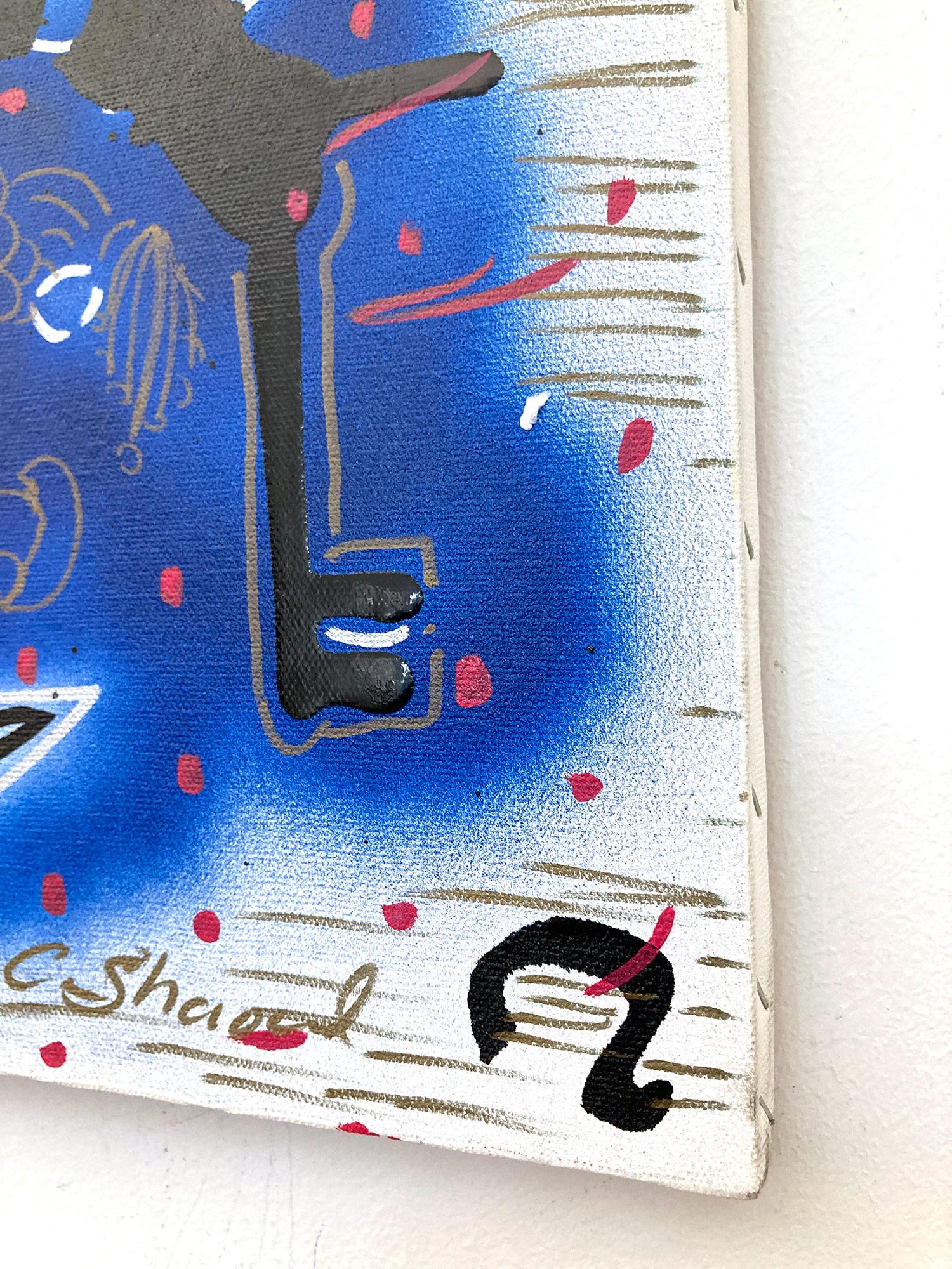 „Music Box“ Dekorierte Graffiti Street Art Acryl Sprühfarbe und Tinte auf Leinwand im Angebot 13