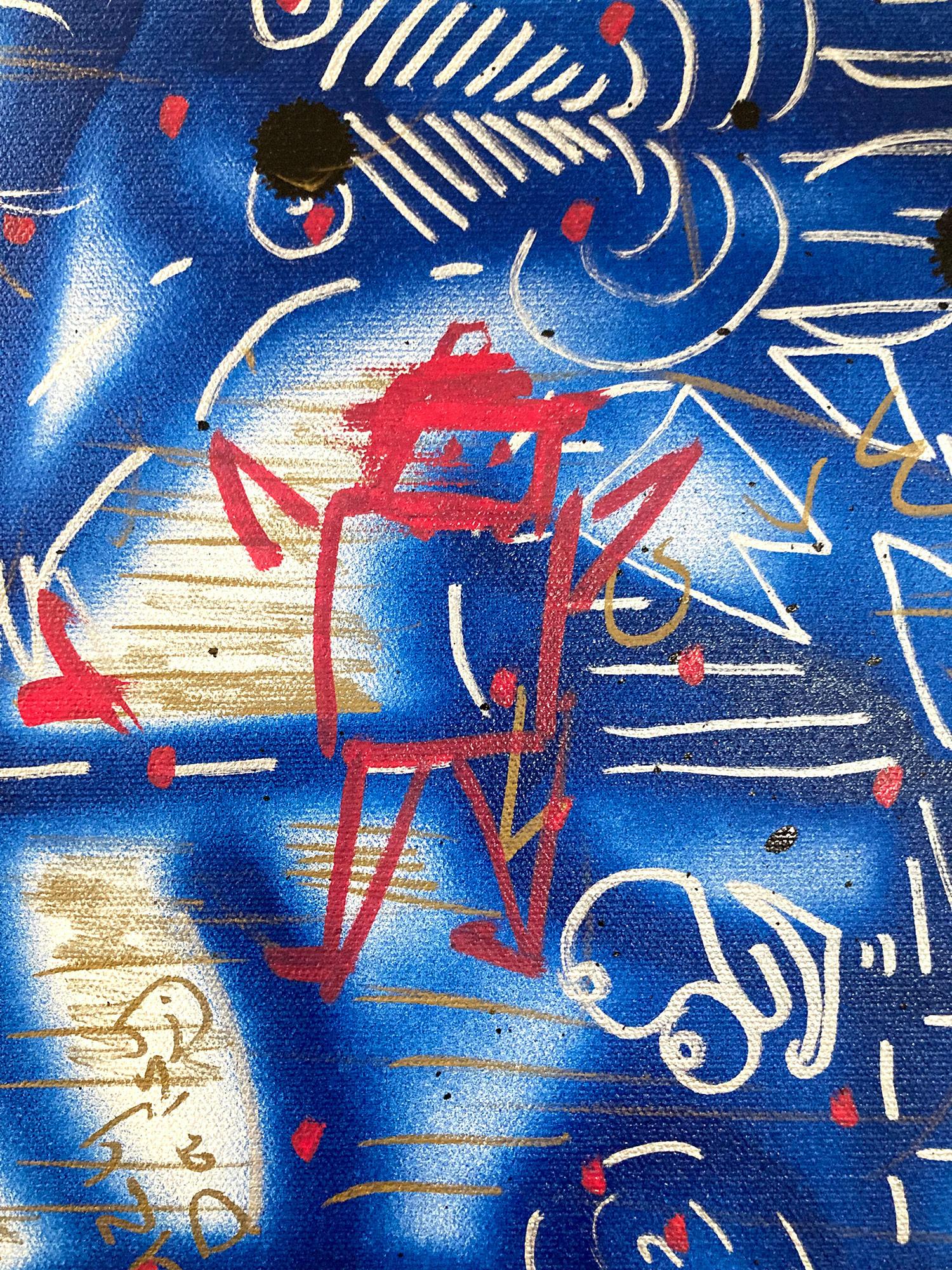 „Music Box“ Dekorierte Graffiti Street Art Acryl Sprühfarbe und Tinte auf Leinwand im Angebot 2