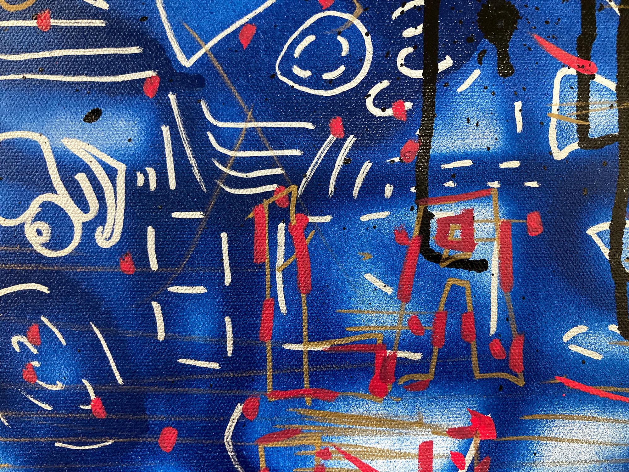 „Music Box“ Dekorierte Graffiti Street Art Acryl Sprühfarbe und Tinte auf Leinwand im Angebot 3