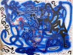 "Music Box" Decorated Graffiti Street Art Acrylic Spray Paint and Ink on Canvas
