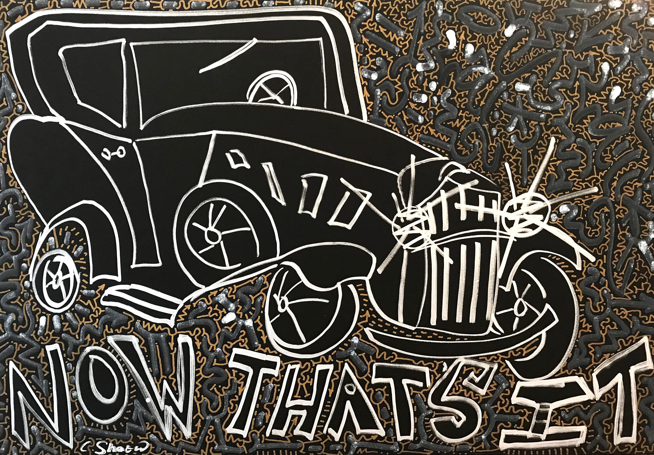 LA II (Angel Ortiz) Figurative Painting - "Now That's It" Keith Haring Style Urban Pop Art Rolls Royce Car Painting