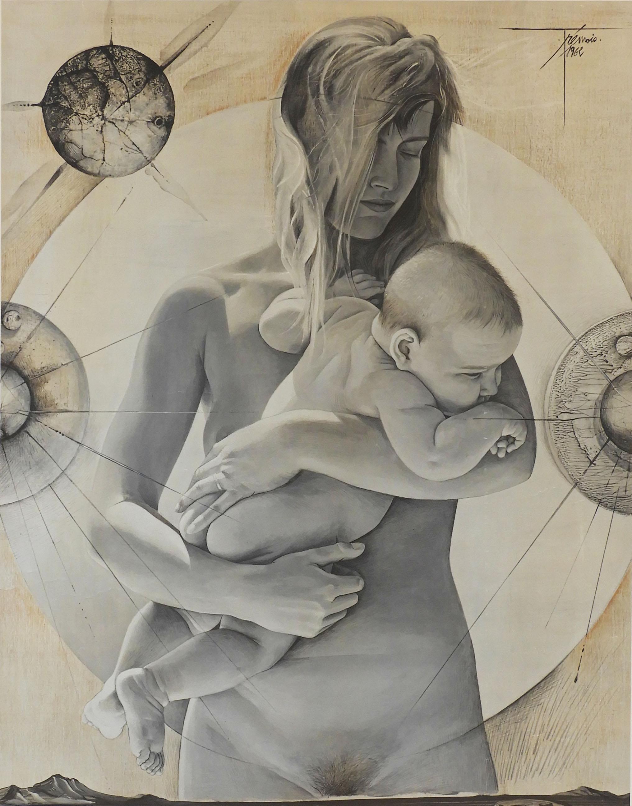 European ‘La Jeune Femme a L’Enfant’ by Pierre-Yves TREMOIS Plate Signed Large Art Print