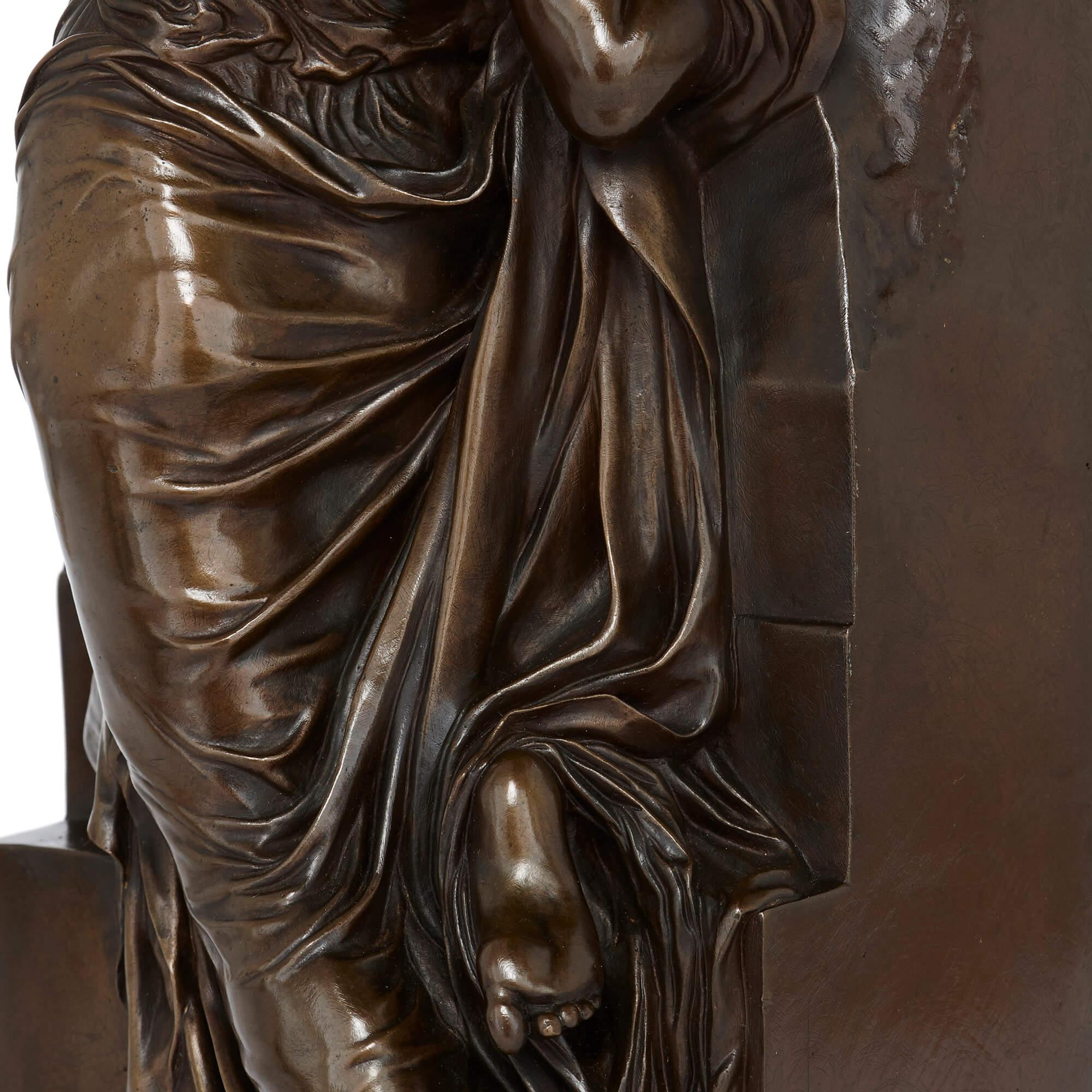 Neoclassical 'La Jeunesse' 19th Century bronze sculpture by Chapu and Barbedienne  For Sale