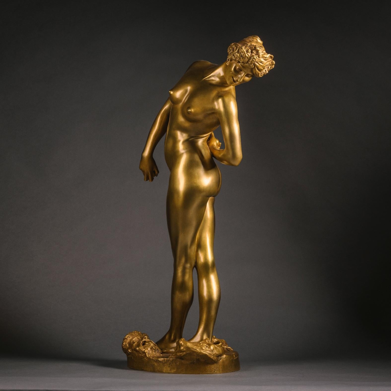 Jean-Léon Gérôme (French, 1824 - 1904)
'La Joueuse de Boules' or ‘The Ball Player’

Gilt-bronze 
Signed 'J.L. Gerome' to the base and numbered '941G'. This statue is part of a limited edition attributed to the Siot-Decauville