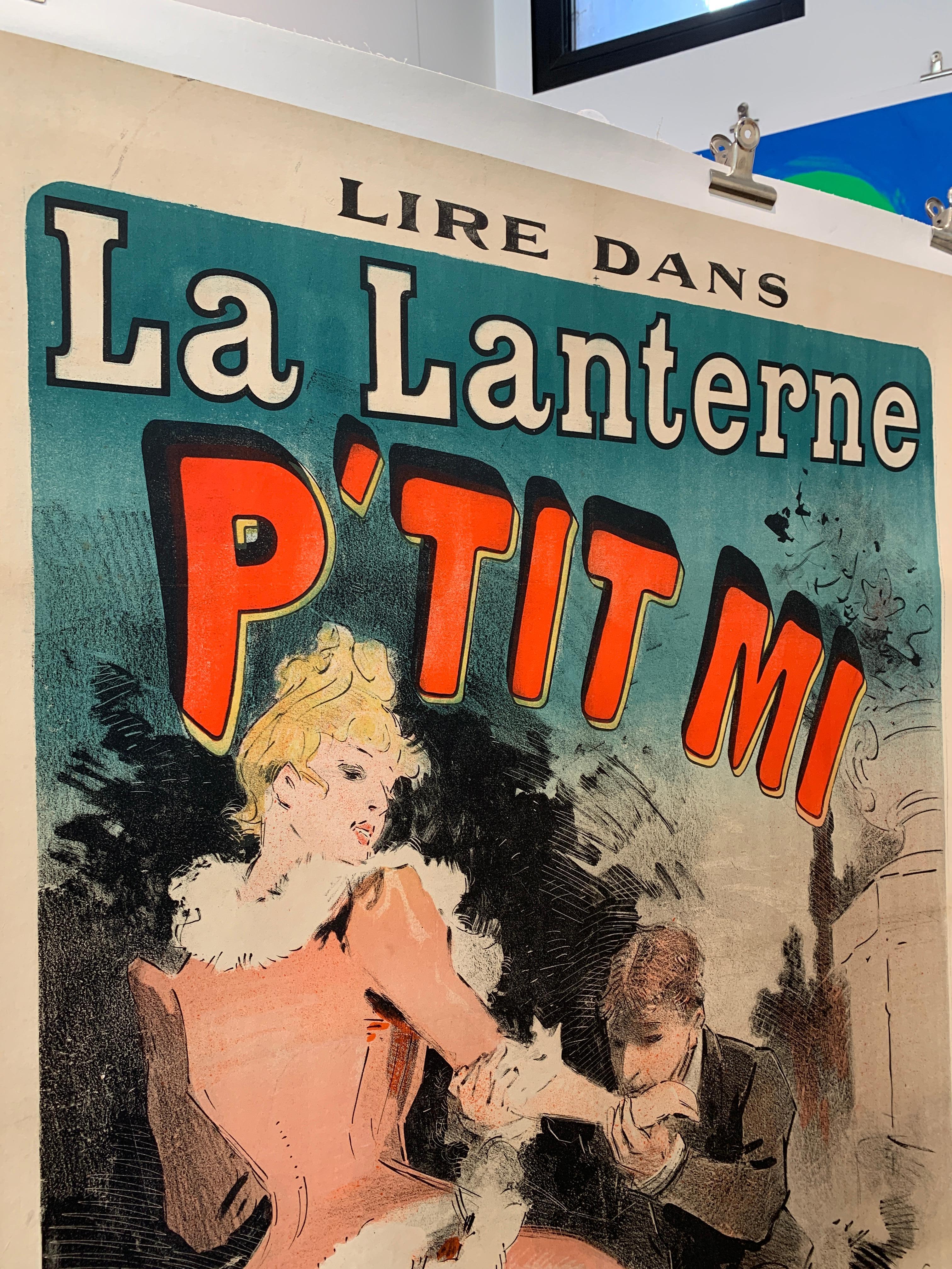 „La Lanterne p'tit mi“, Original-Vintage-Theaterplakat aus dem 18. Jahrhundert von J Cheret im Zustand „Gut“ im Angebot in Melbourne, Victoria