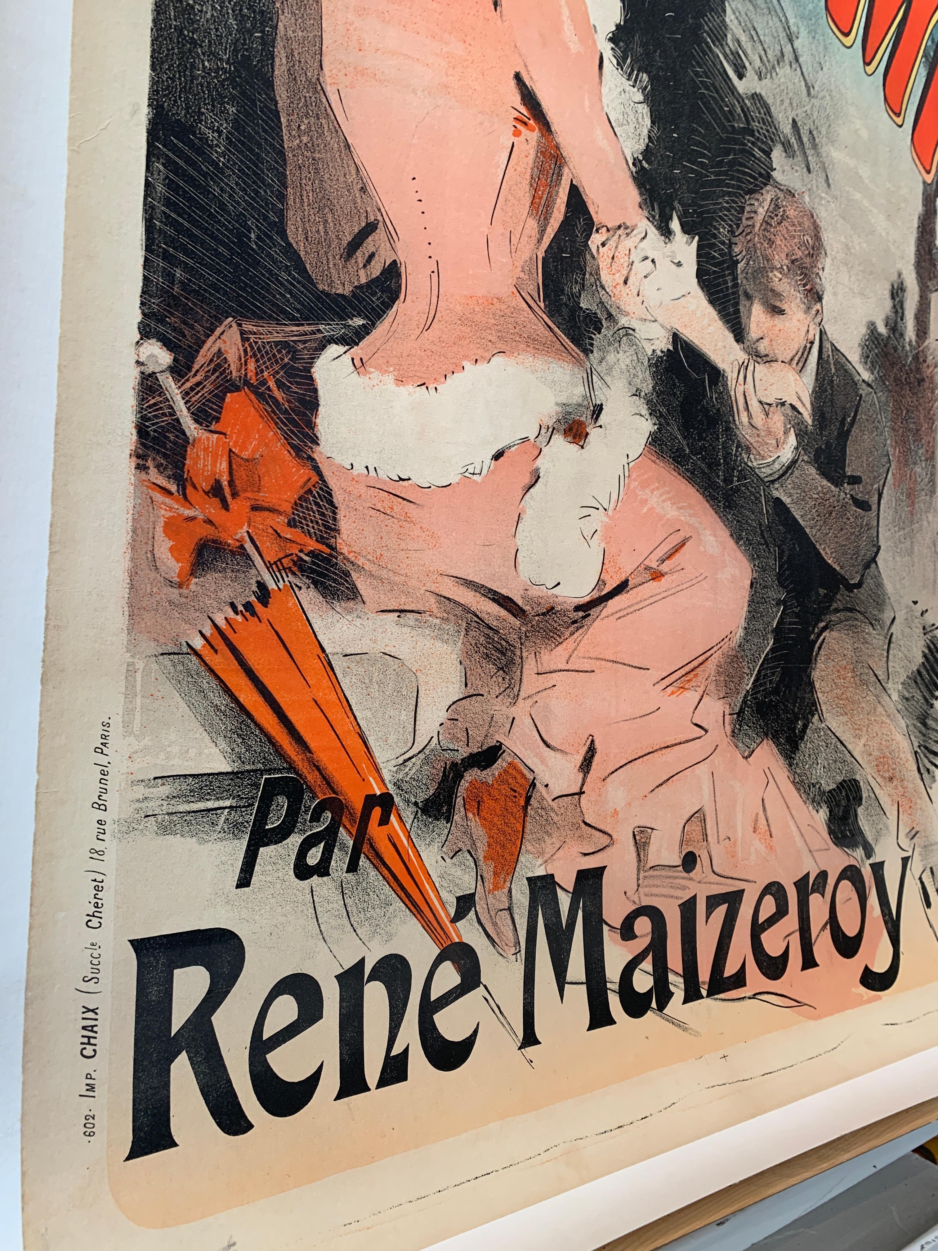 18th Century and Earlier 'La Lanterne p'tit mi', Original Vintage 18th Century Theatre Poster by J Cheret For Sale