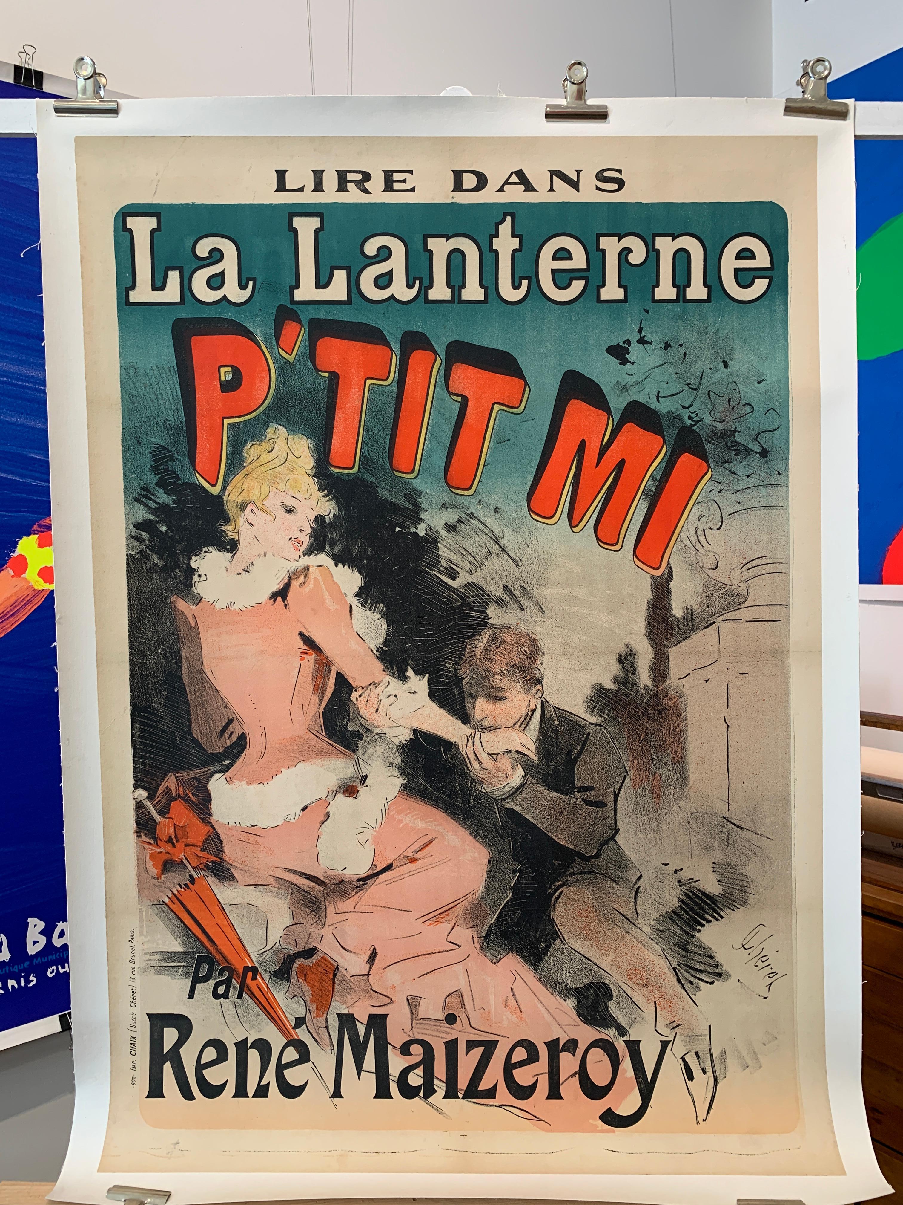 Paper 'La Lanterne p'tit mi', Original Vintage 18th Century Theatre Poster by J Cheret For Sale