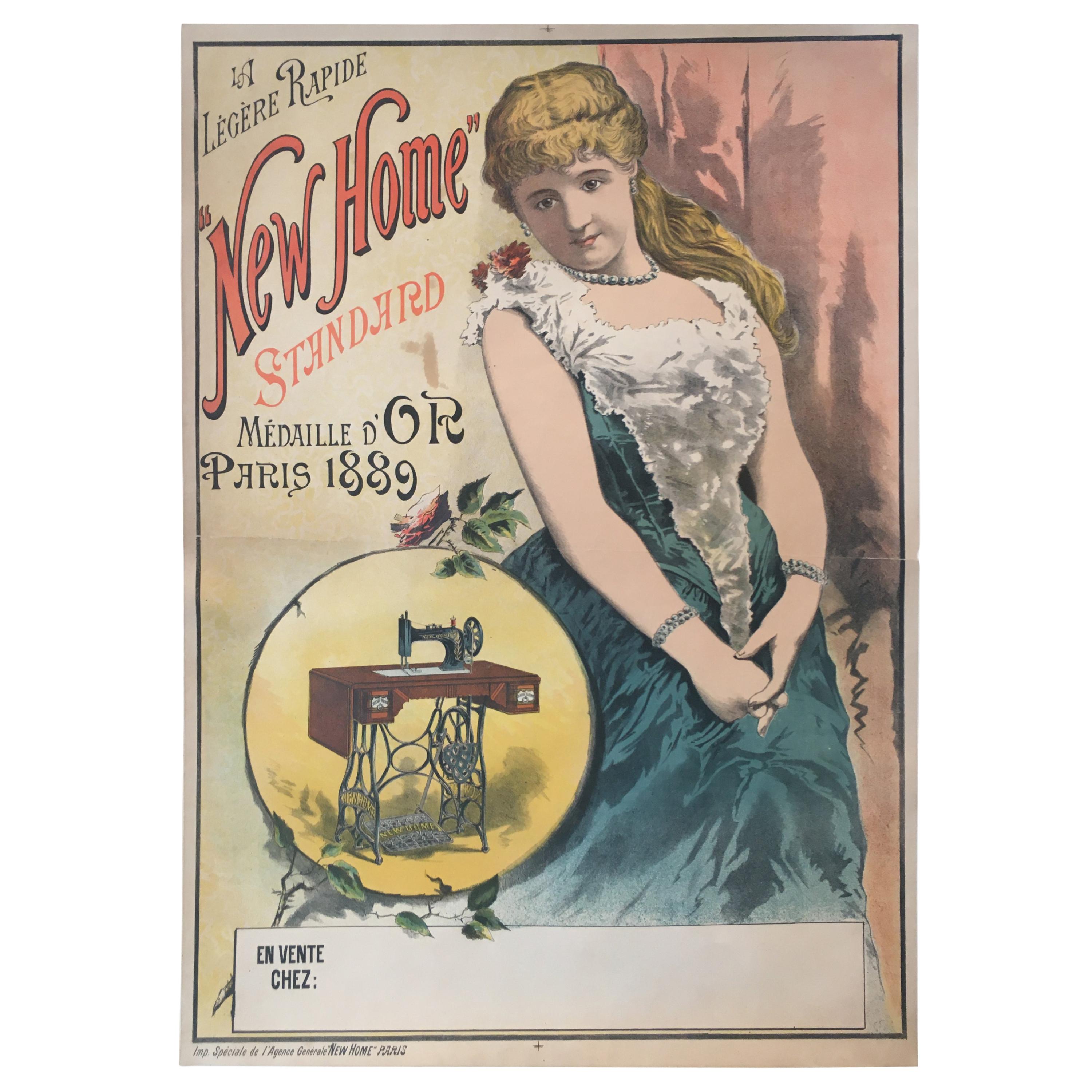 'La Legere Rapide "New Home", Original Vintage Sewing Poster, circa 1895