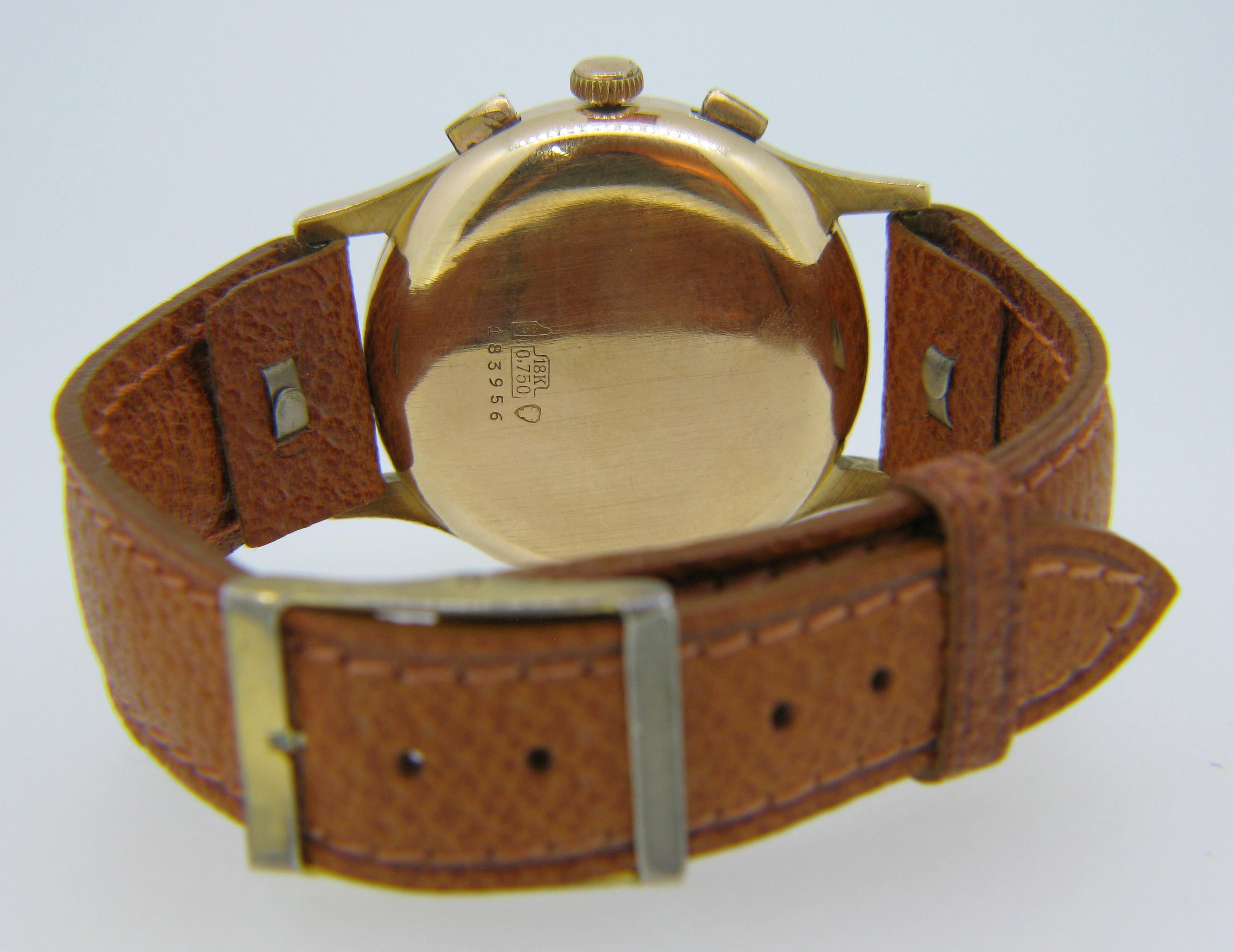 L.A. Leuba Gelb-Roségold-Chronographuhr mit Handaufzug 3