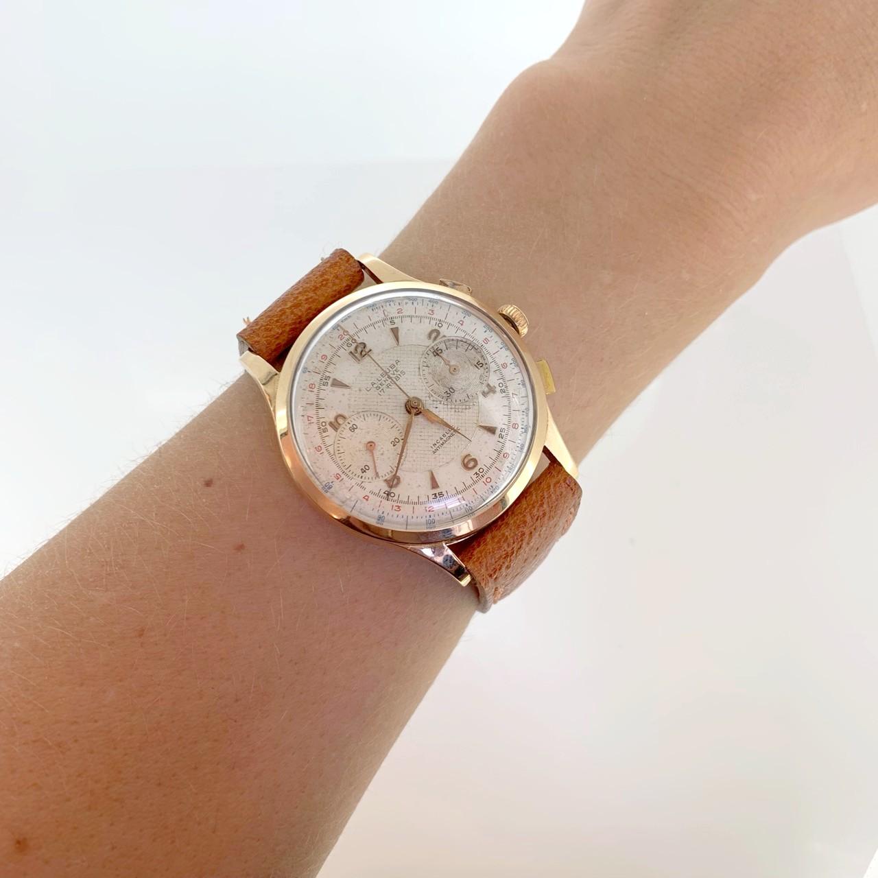 L.A. Leuba Gelb-Roségold-Chronographuhr mit Handaufzug 5