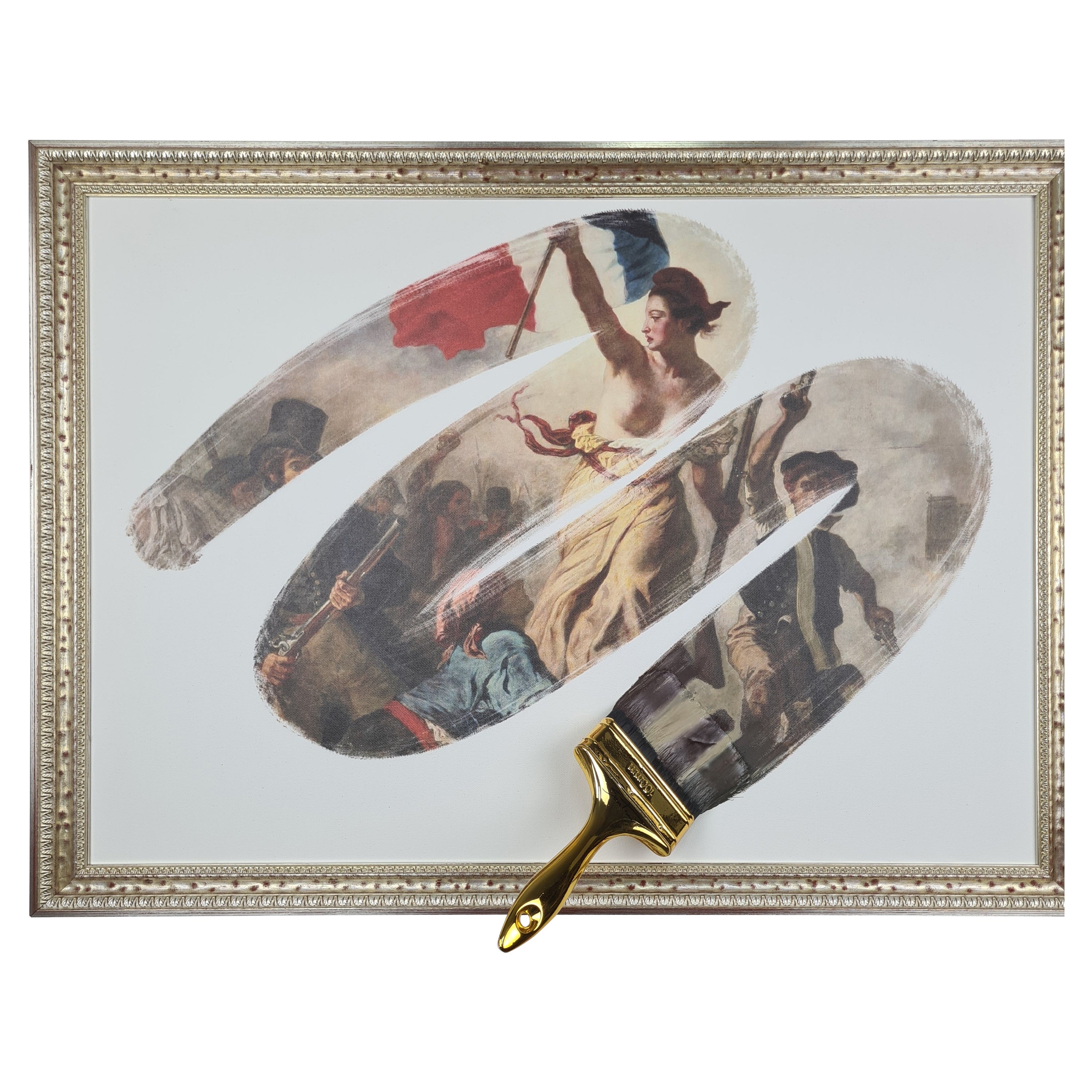 "La Liberté Guidant Le Peuple" Copy Printed on Canvas, Handmade in Italy, 2021 For Sale