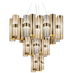 In Stock in Los Angeles, La Lollo Gold Chandelier, Made in Italy