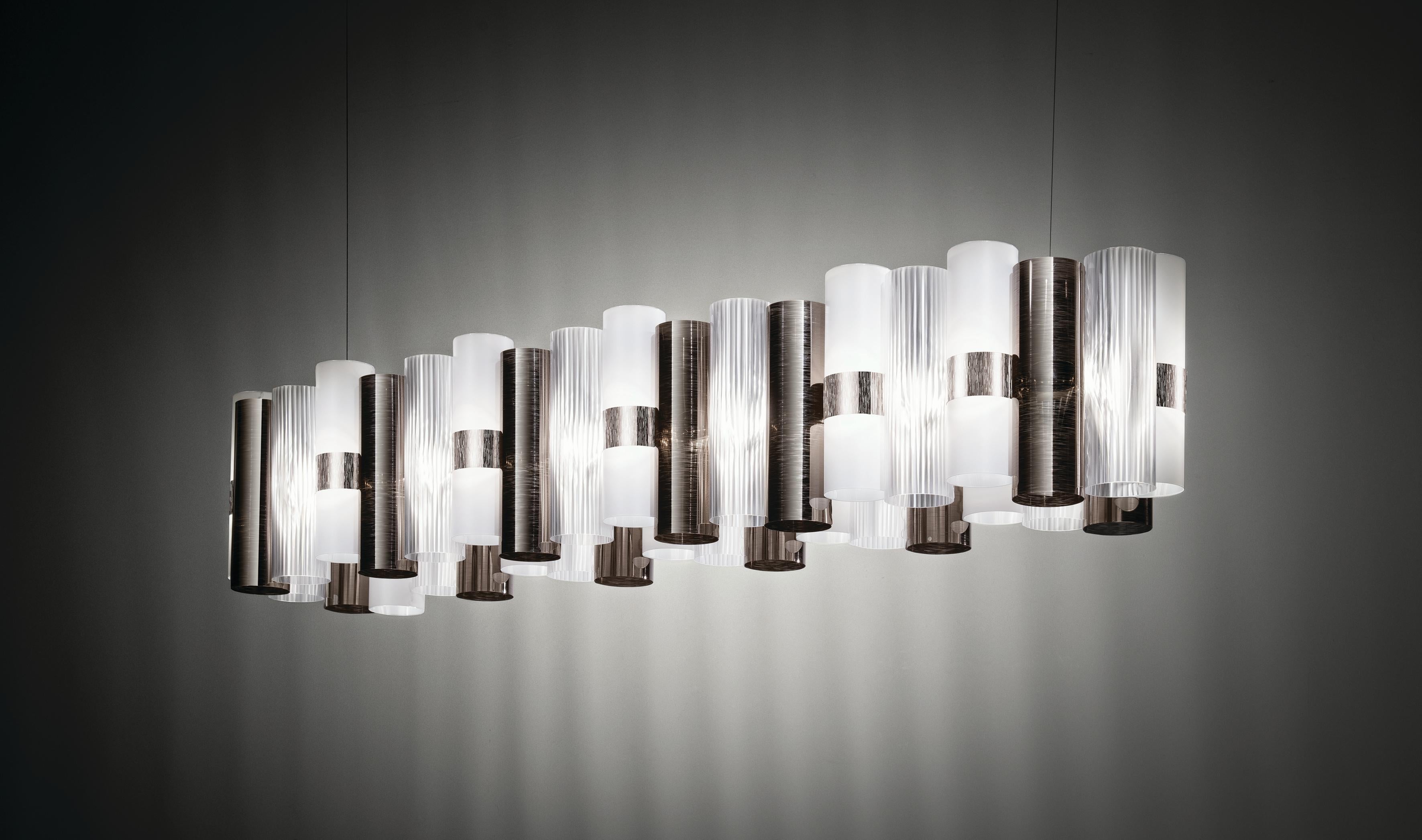 Modern SLAMP - LA LOLLO SUSPENSION LINEAR 100 - PEWTER by Lorenza Bozzoli For Sale