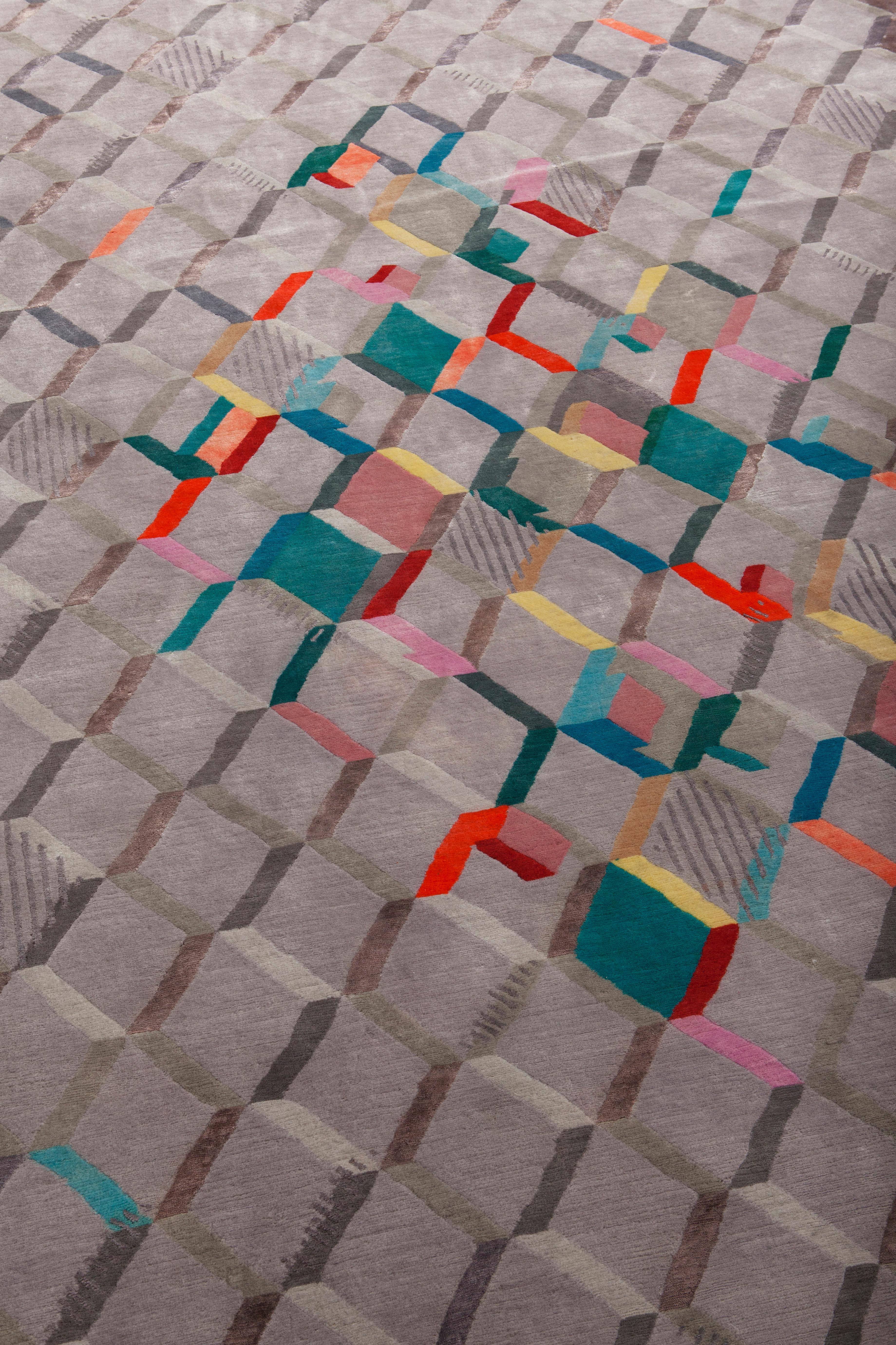 XXIe siècle et contemporain Tapis La Lomita:: noué à la main:: 200 nœuds:: laine et soie:: Liliana Ovalle en vente