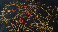 La Luna. From The Ventura Series.  Embroidery thread on canvas. Framed