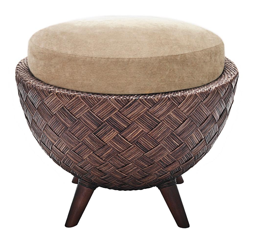 La Luna ottoman by Kenneth Cobonpue.
Materials: rattan, polyurethane foam, maple. 
Also available in other colors. 
Dimensions: diameter 53 cm x height 47 cm.

La Luna’s quiet sophistication is defined by a soft, round shape that feels like a