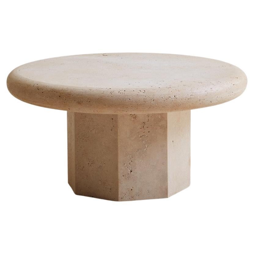 La Luna Travertine Coffee Table by South Loop Loft For Sale