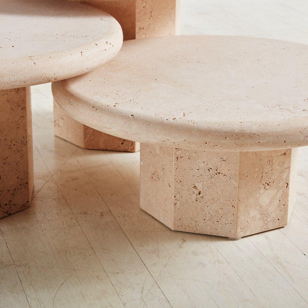 American La Luna Travertine Coffee Tables by South Loop Loft