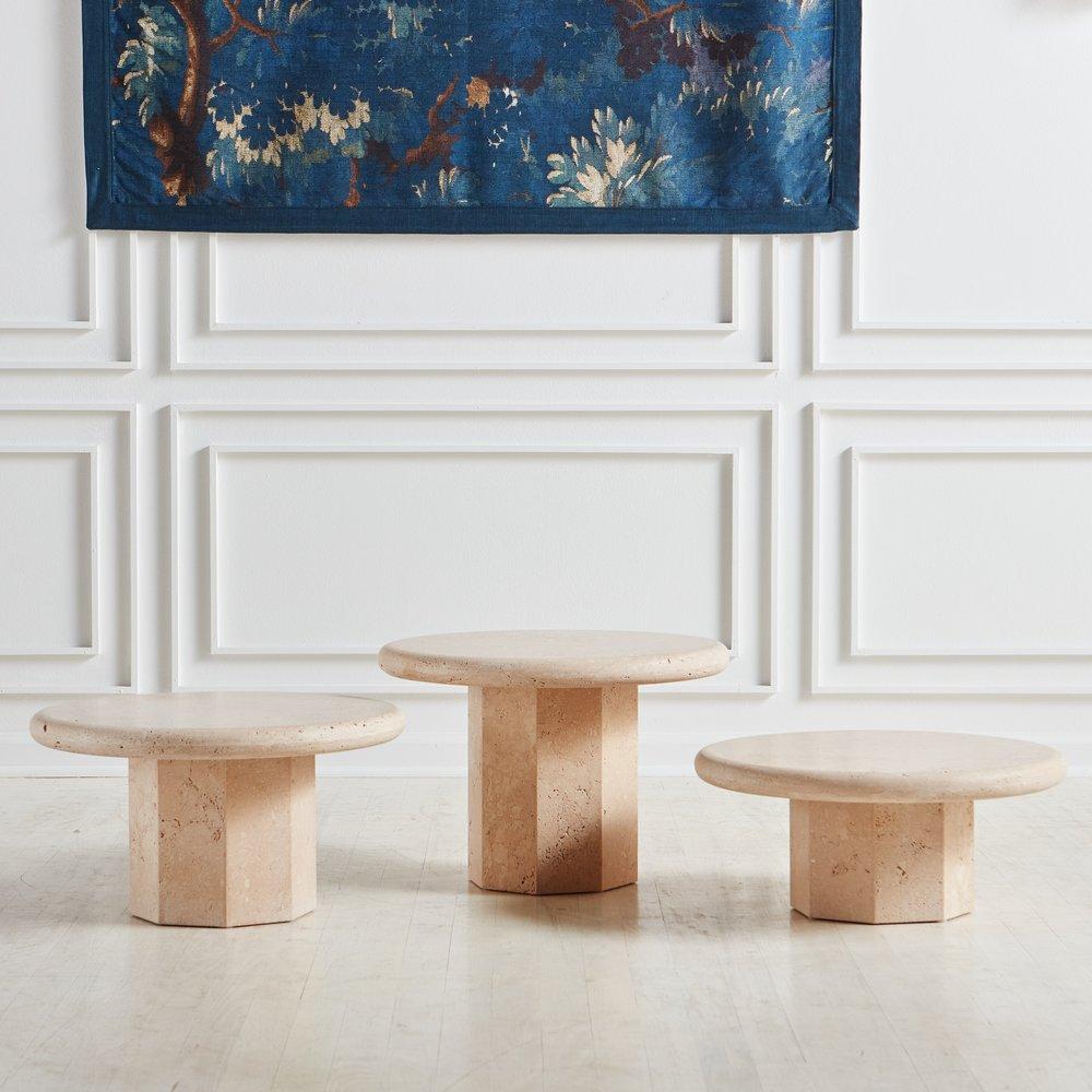 Contemporary La Luna Travertine Coffee Tables by South Loop Loft