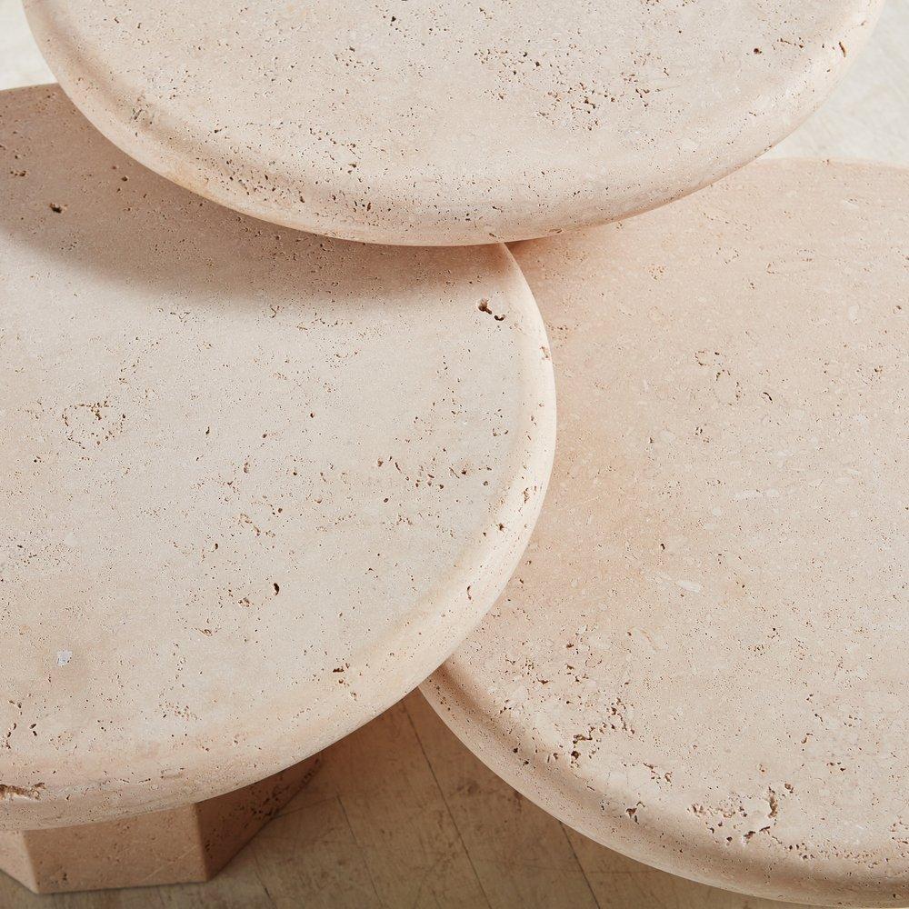 La Luna Travertine Coffee Tables by South Loop Loft 1