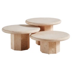 La Luna Travertine Coffee Tables by South Loop Loft