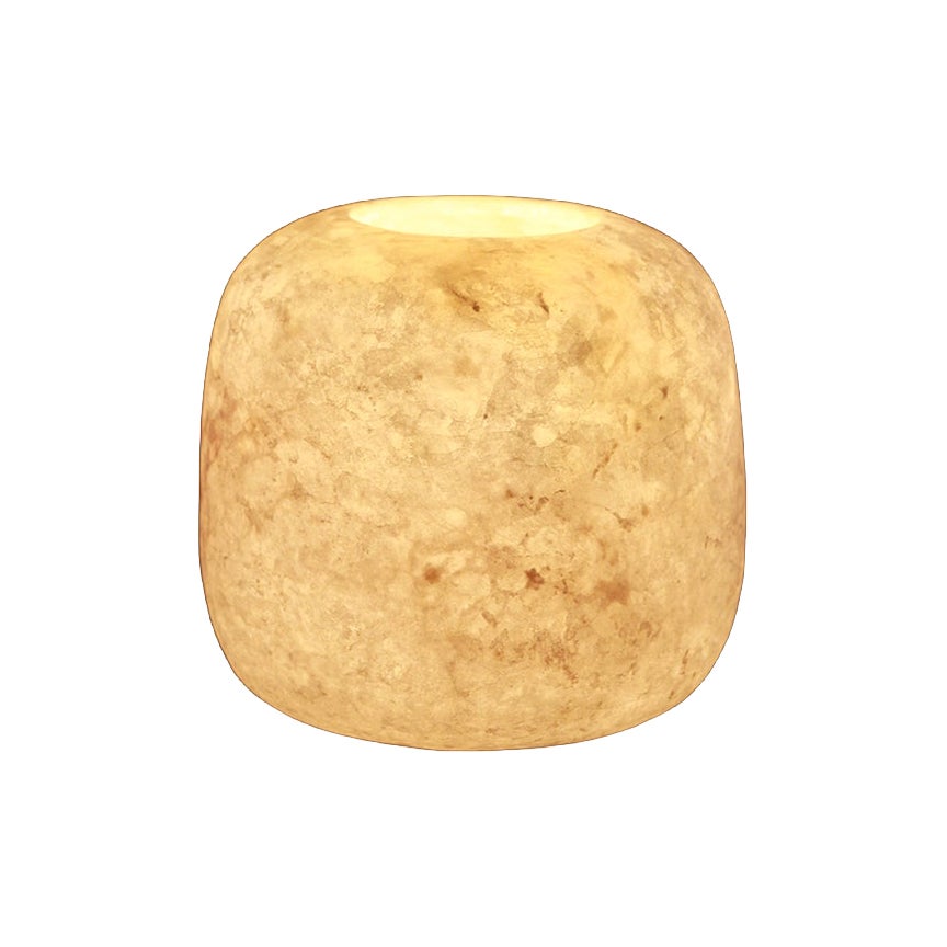 "La Lune" by Understated Design Alabster Organic Modern Table Lamp 3-Way Switch For Sale