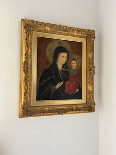 "La Madonna" Oil on canvas by Montanari, 1950s