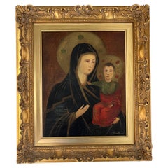 "La Madonna" Oil on canvas by Montanari, 1950s