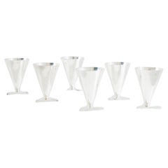 La Maison Desny Art Deco set of 6 silvered metal cocktail cups 1928