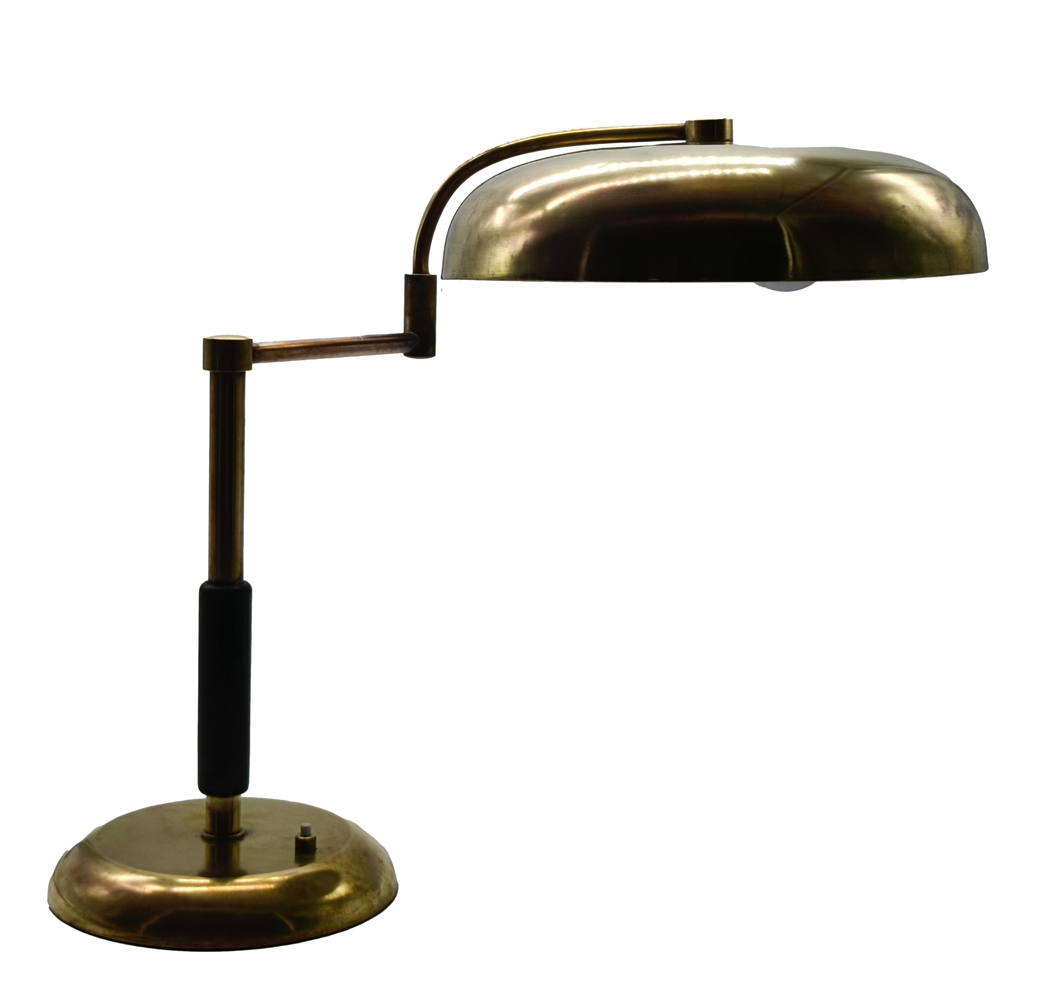Mid-Century Modern La Maison Desny Brass Table Lamp with Swivel Arm, France 1950s For Sale