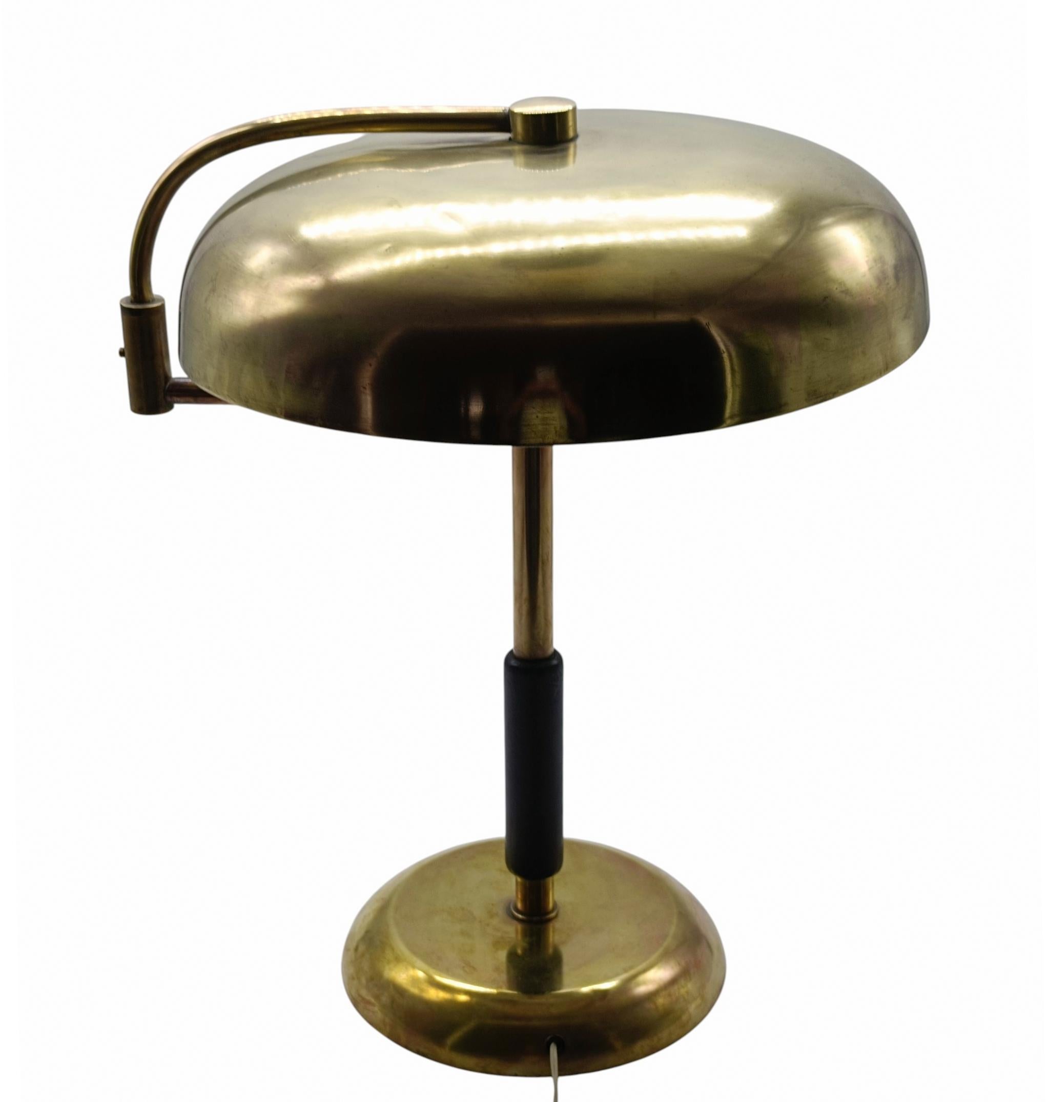 French La Maison Desny Brass Table Lamp with Swivel Arm, France 1950s For Sale