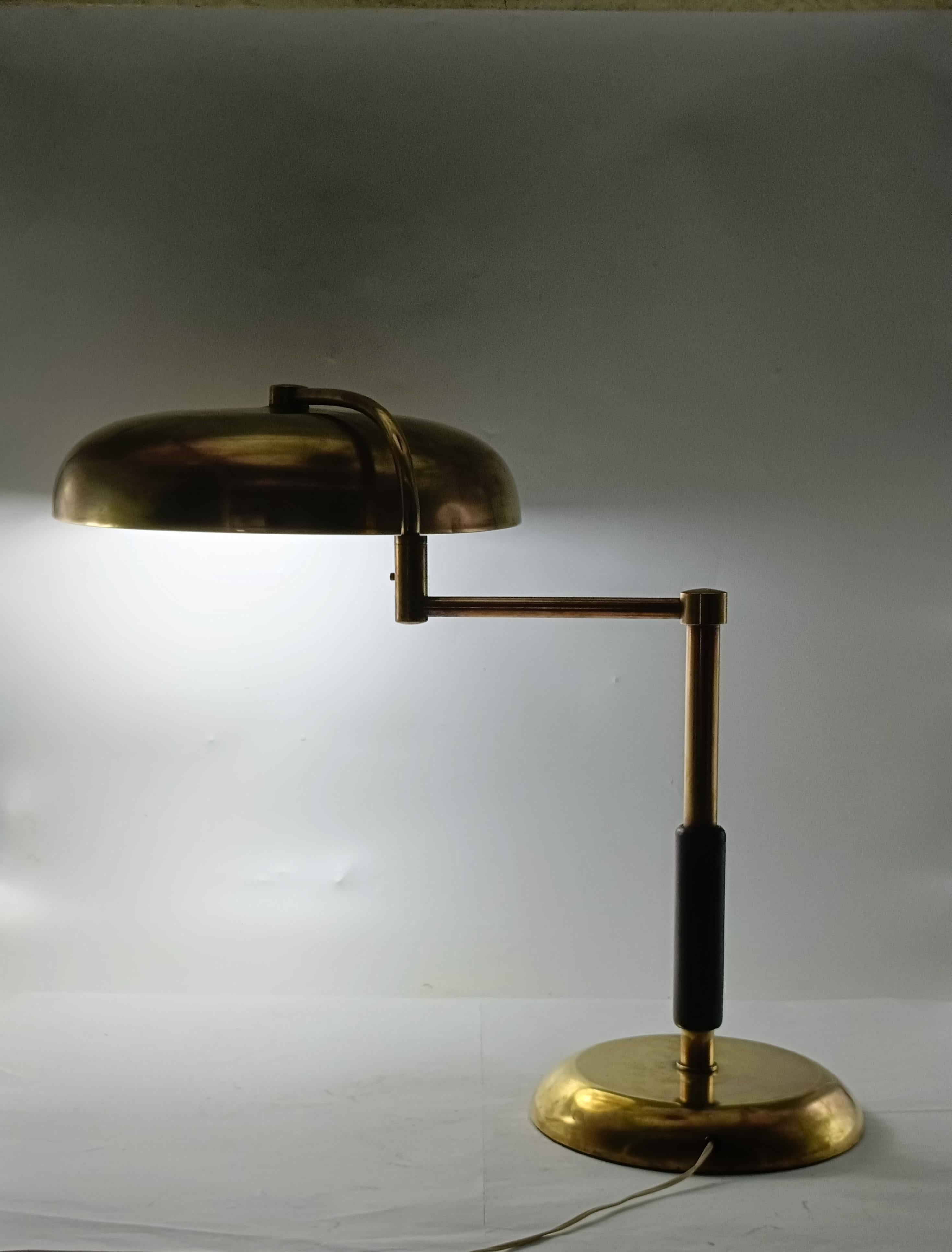 La Maison Desny Brass Table Lamp with Swivel Arm, France 1950s For Sale 3