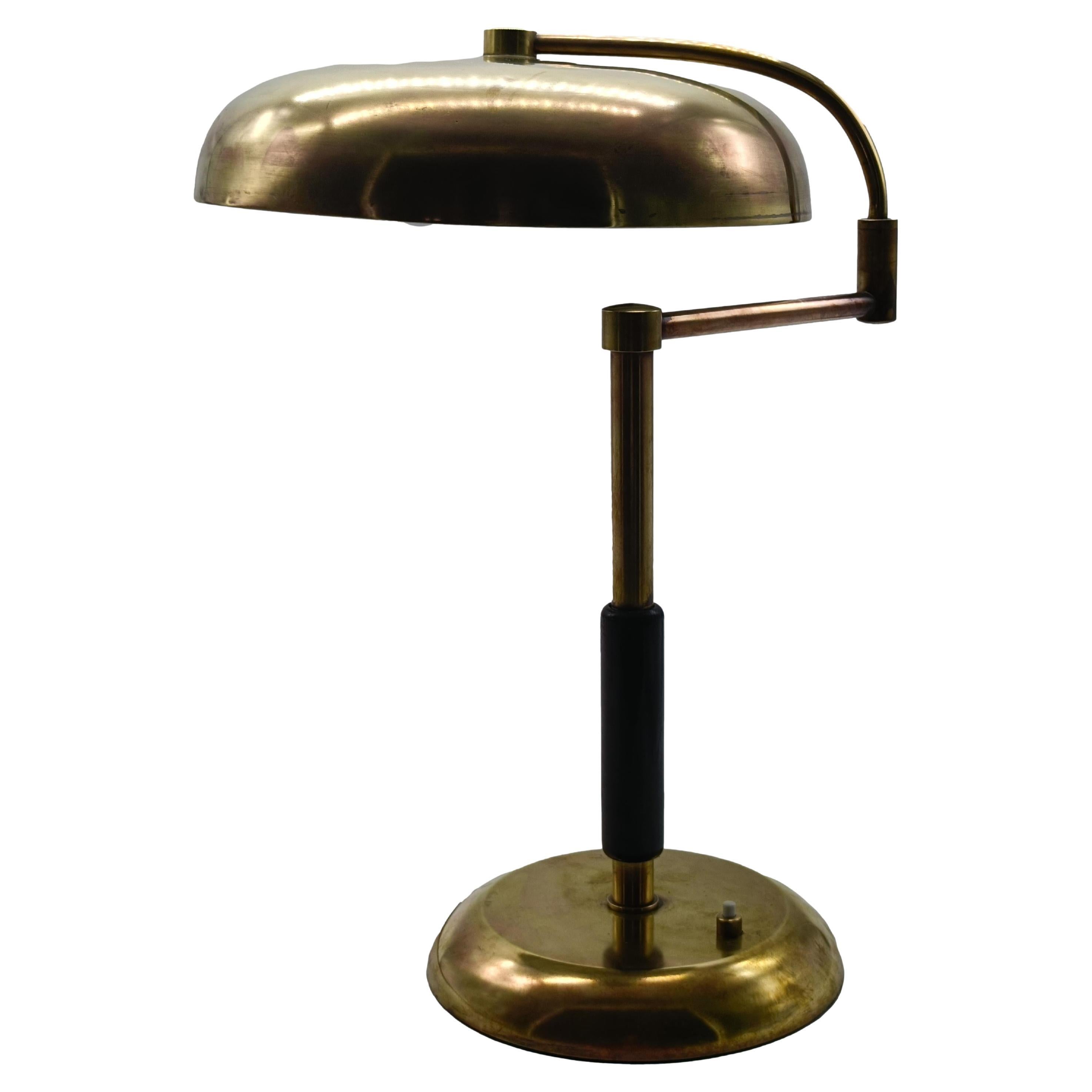 La Maison Desny Brass Table Lamp with Swivel Arm, France 1950s