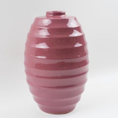 La Maitrise French Art Deco Studio Pink Glaze Ceramic Vase