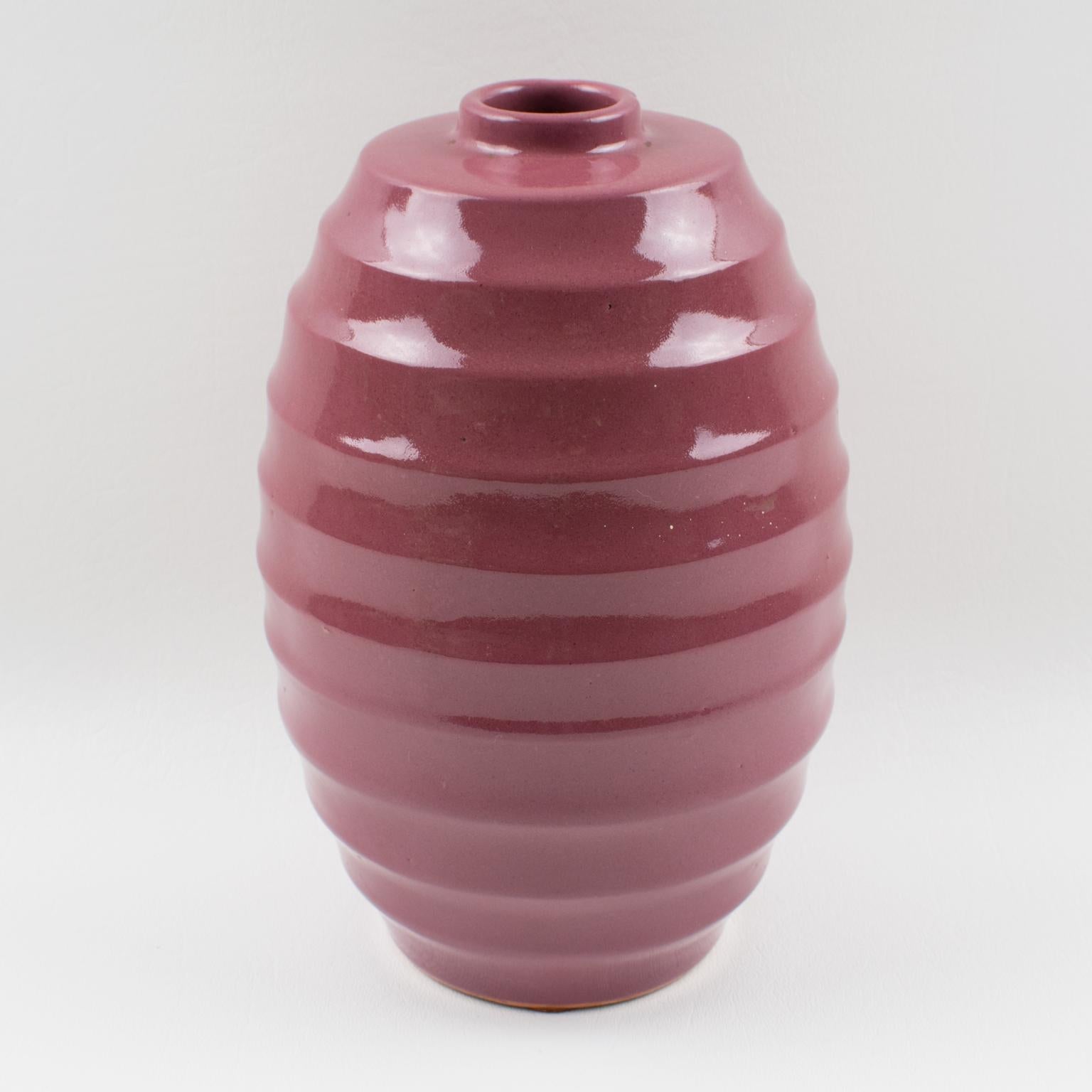 La Maitrise French Art Deco Studio Pink Glaze Ceramic Vase 1