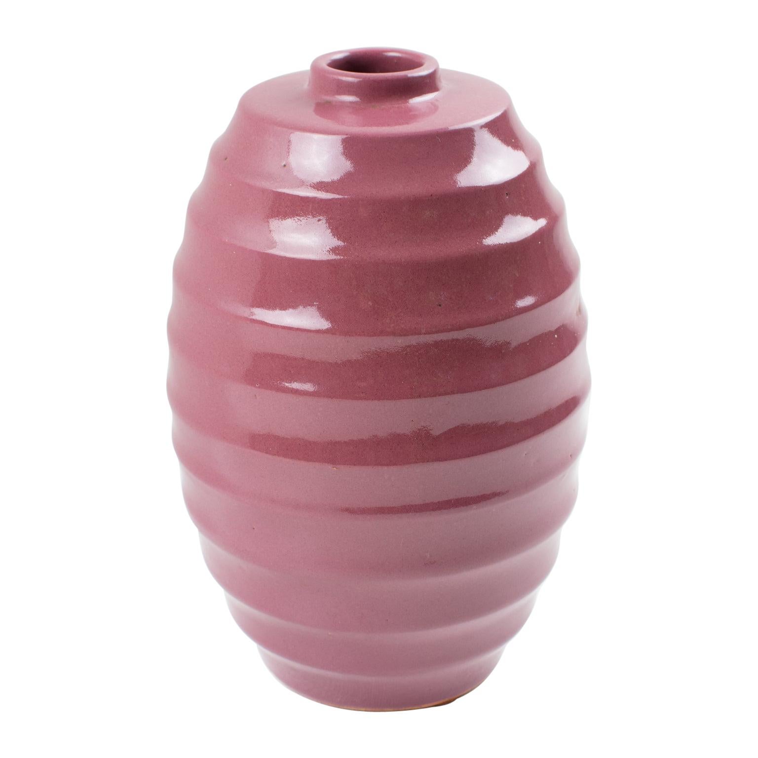 La Maitrise French Art Deco Studio Pink Glaze Ceramic Vase