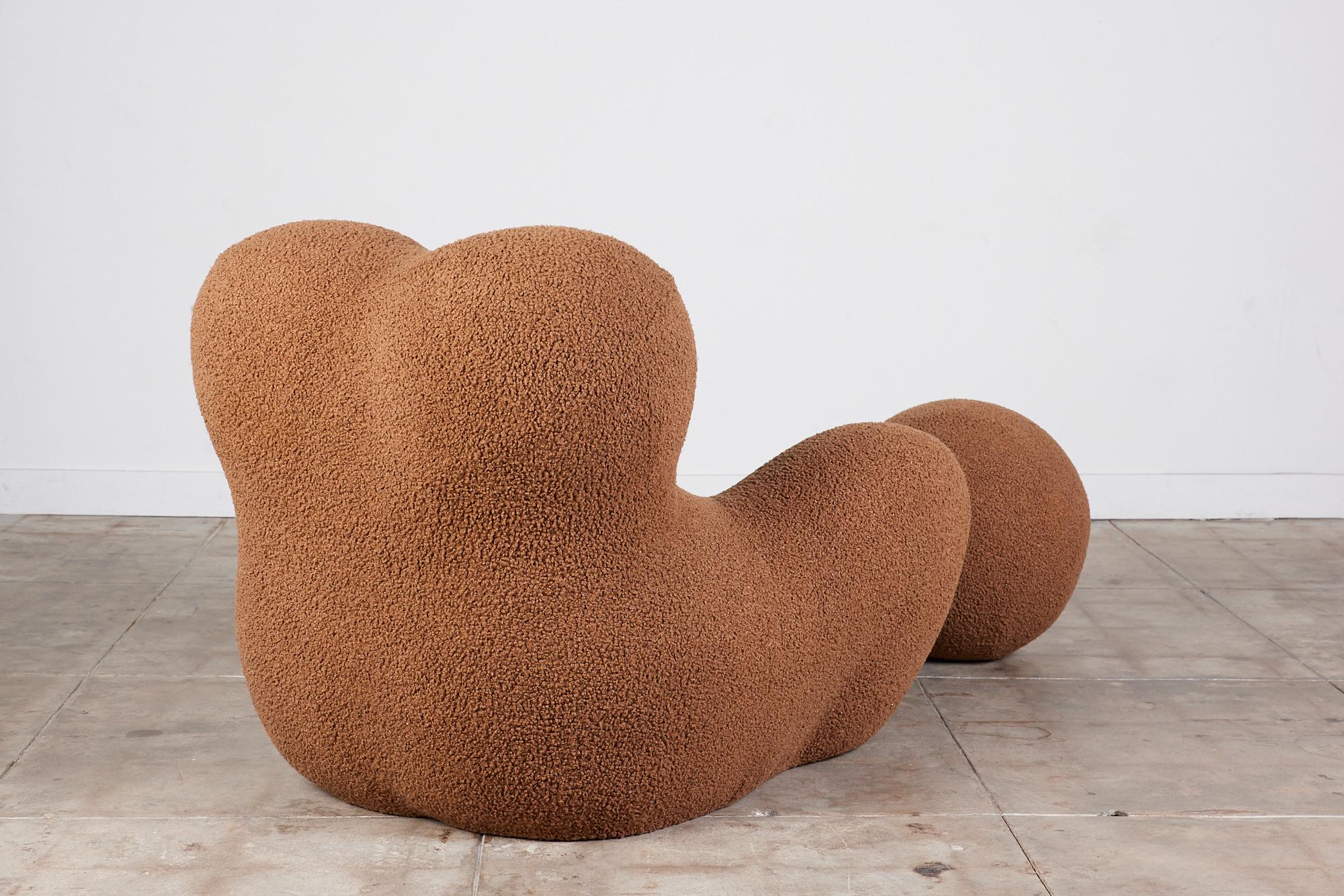 Contemporary La Mamma Up 5 Bouclé Lounge Chair & Ottoman for B&B Italia