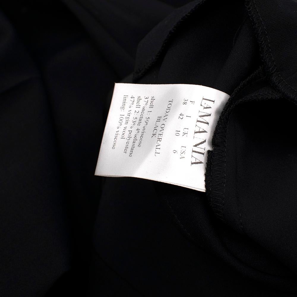 La Mania Black Crepe-Satin Plunge Neck Jumpsuit US6 For Sale 2